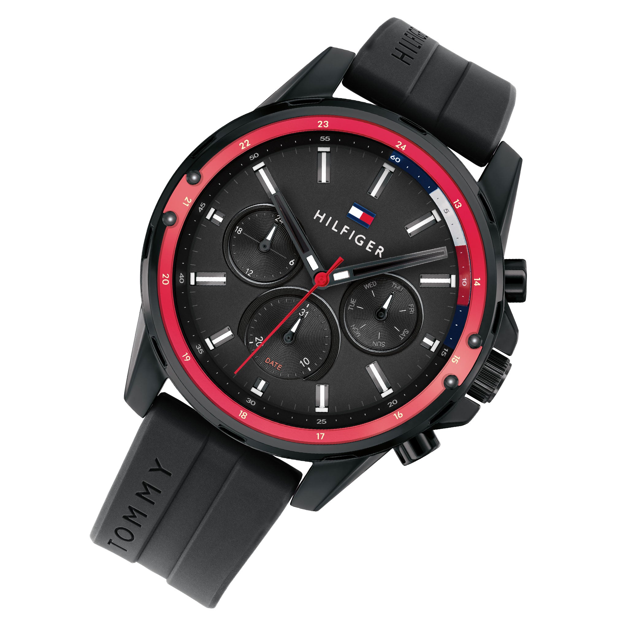 Tommy Hilfiger Mason Black Silicone Band Men's Multi-function Watch - 1791793