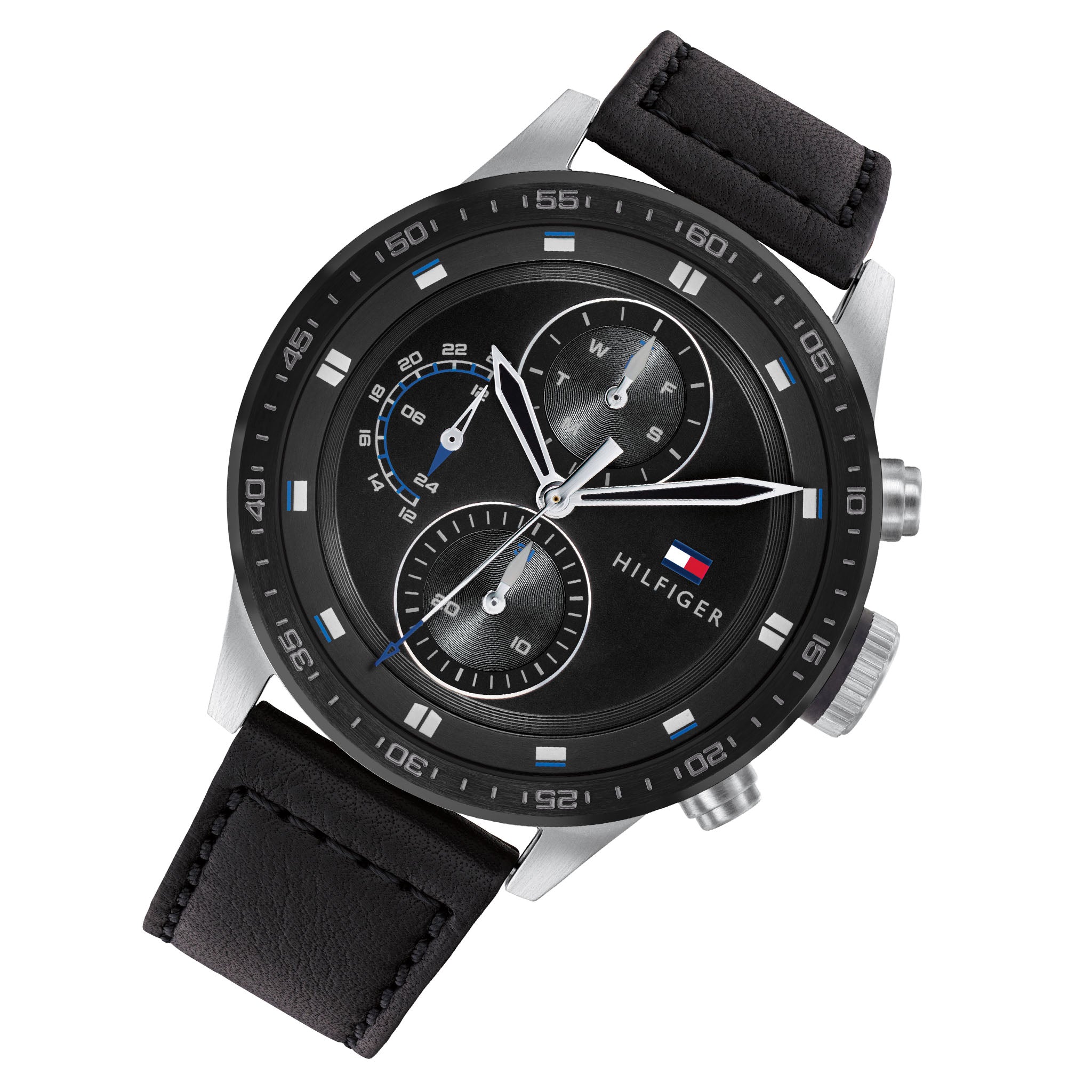 Tommy Hilfiger Black Leather Men's Multi-function Watch - 1791810