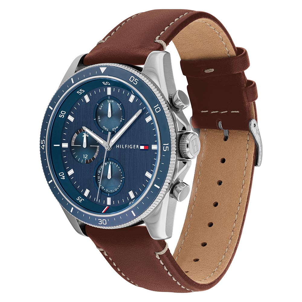 Tommy Hilfiger Brown Leather Men's Multi-function Watch - 1791837