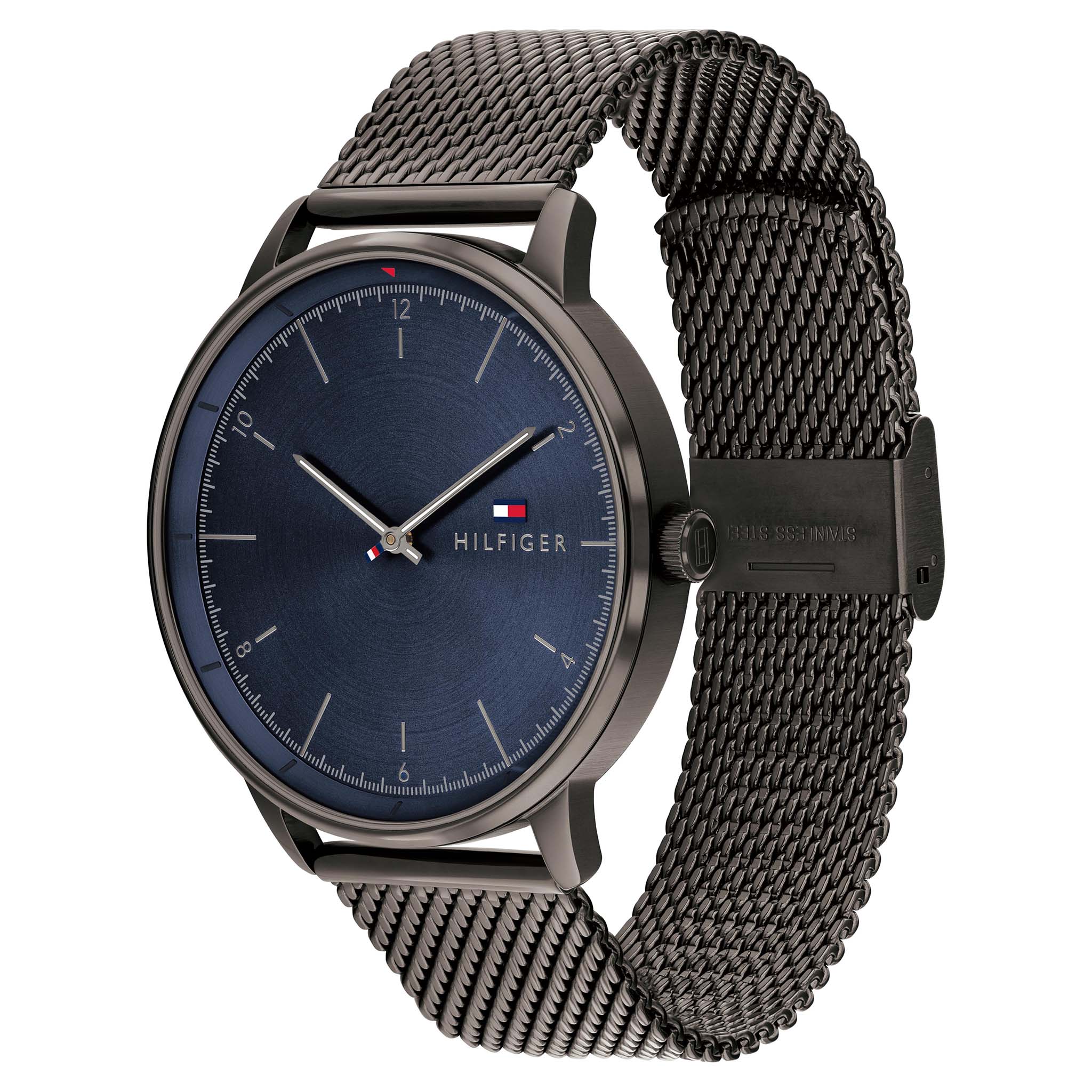 Tommy Hilfiger Grey Mesh Navy Dial Men's Basic Watch - 1791878