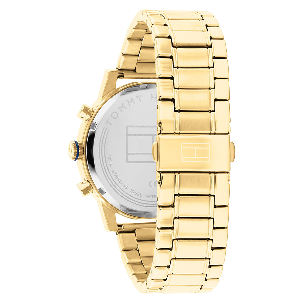Tommy Hilfiger Gold Steel Blue Dial Men's Multi-function Watch - 1791880