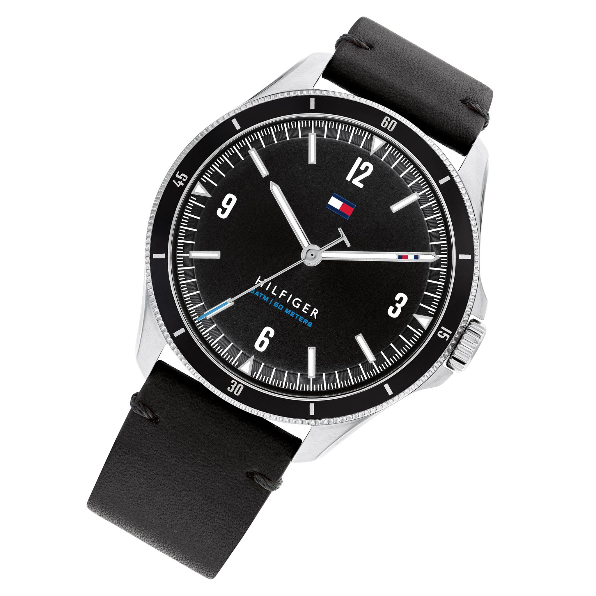 Tommy Hilfiger Black Leather Dial Men's Watch - 1791904