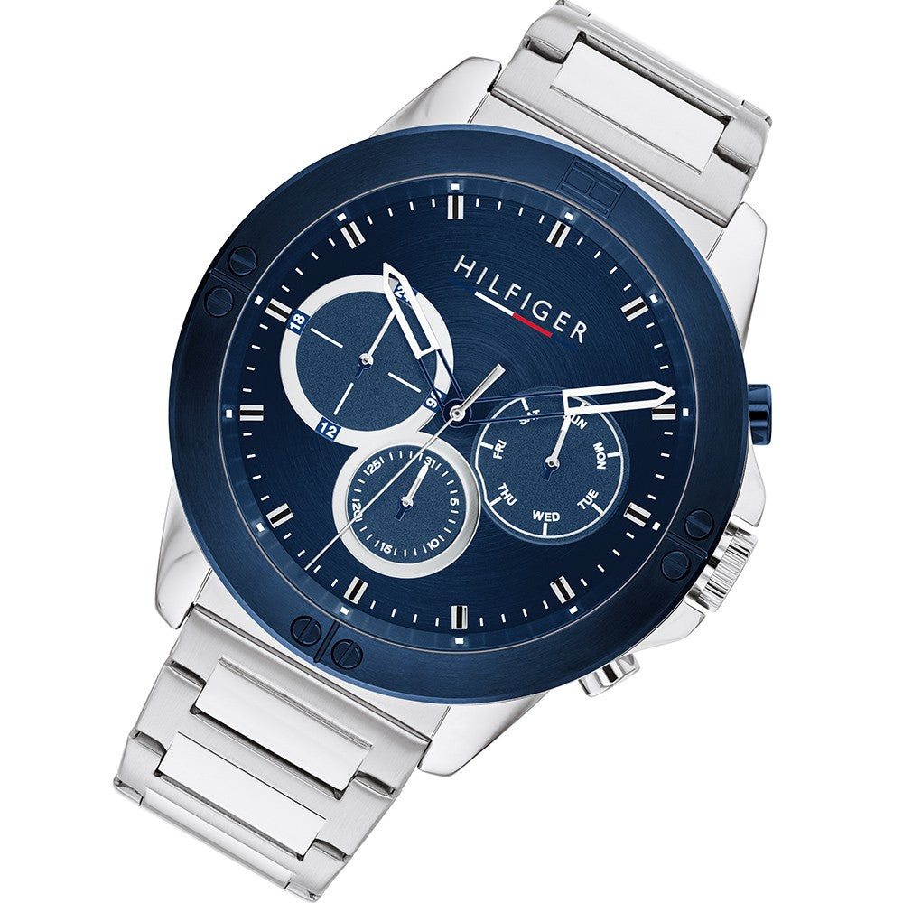 Tommy Hilfiger Stainless Steel Navy Dial Men's Multi-function Watch - 1791932