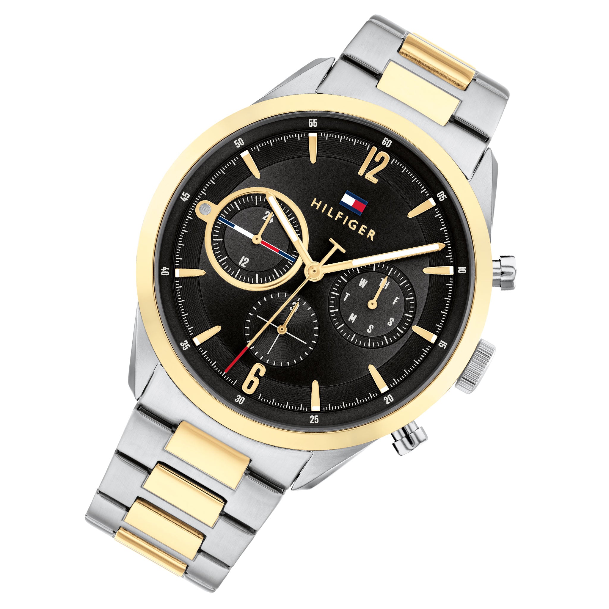 Tommy Hilfiger Two-Tone Steel Black Dial Men's Multi-function Watch - 1791944