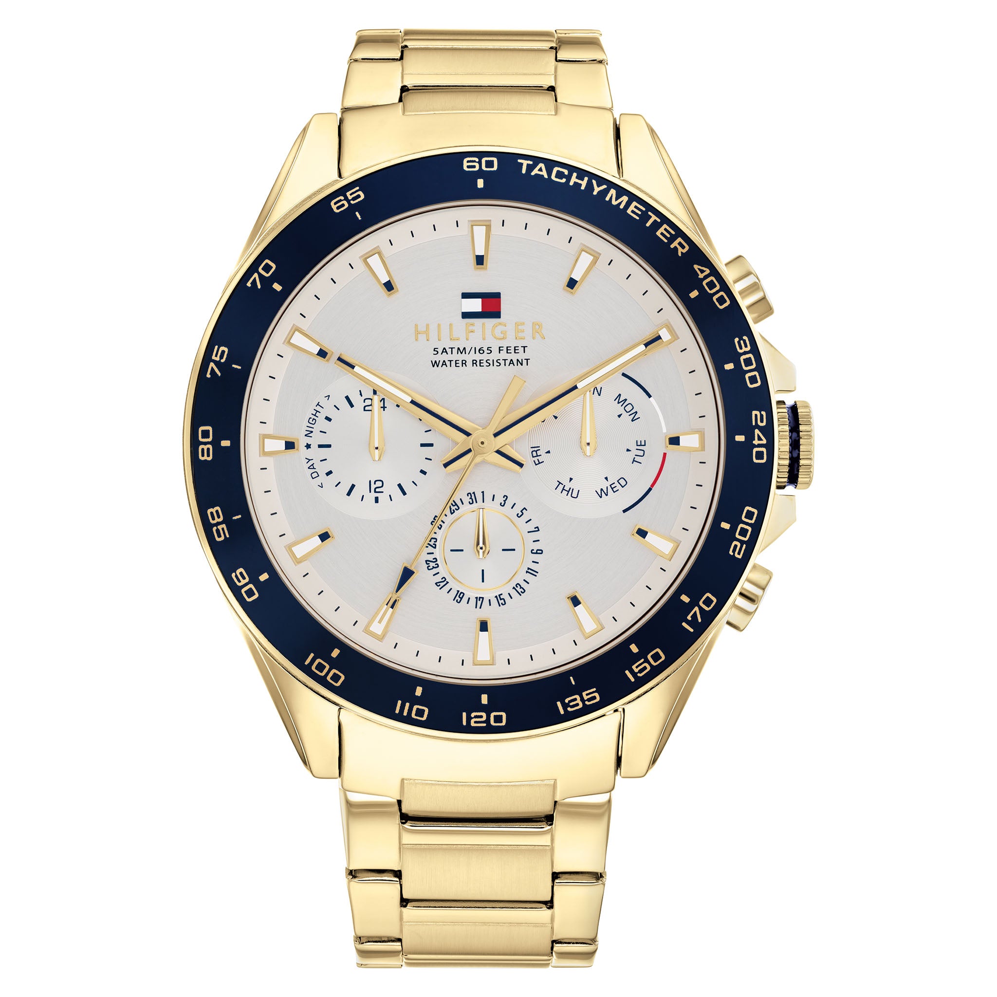 Tommy Hilfiger Gold Steel Silver White Dial Men's Multi-function Watch - 1791969