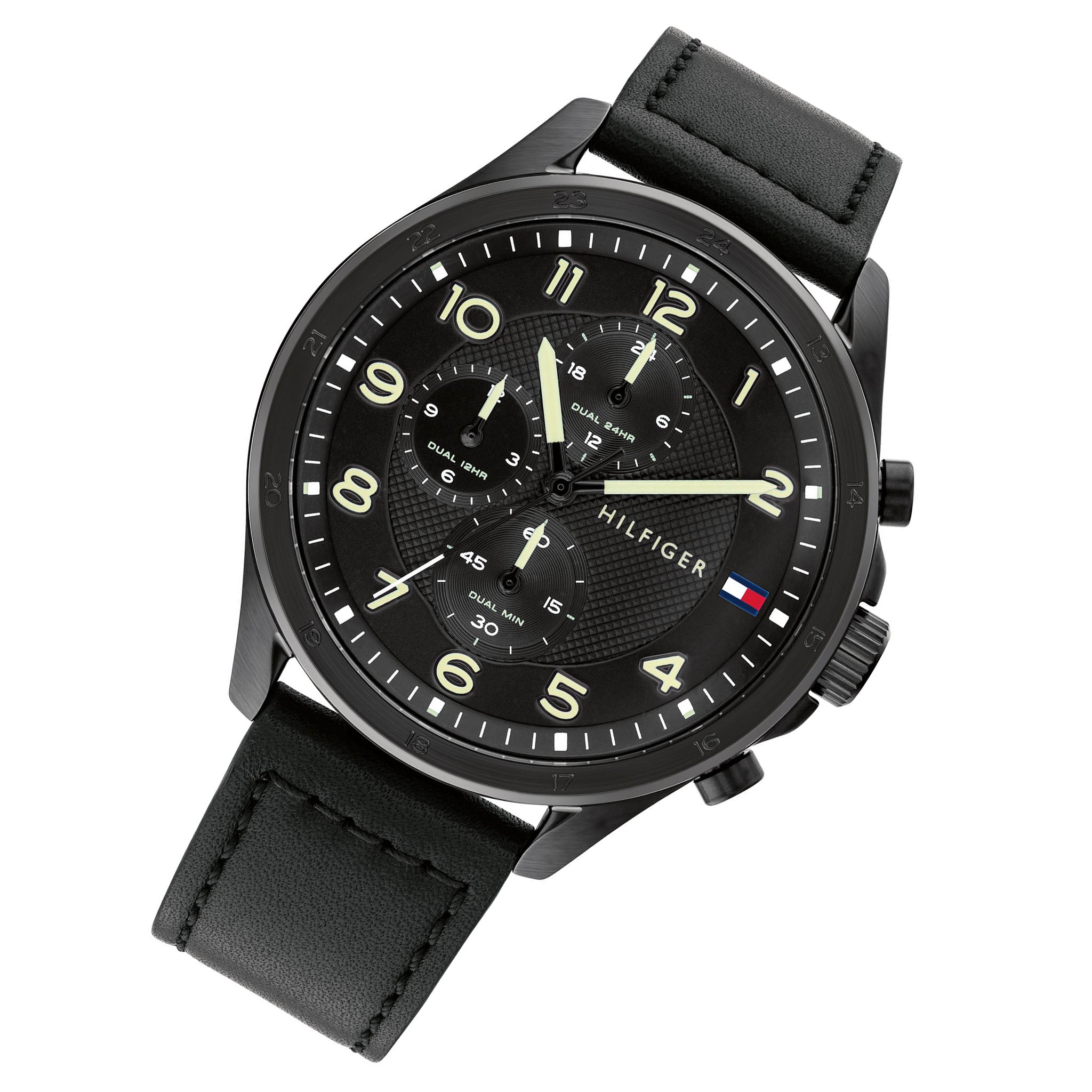 Tommy Hilfiger Black Leather Band Men's Multi-function Watch - 1792004