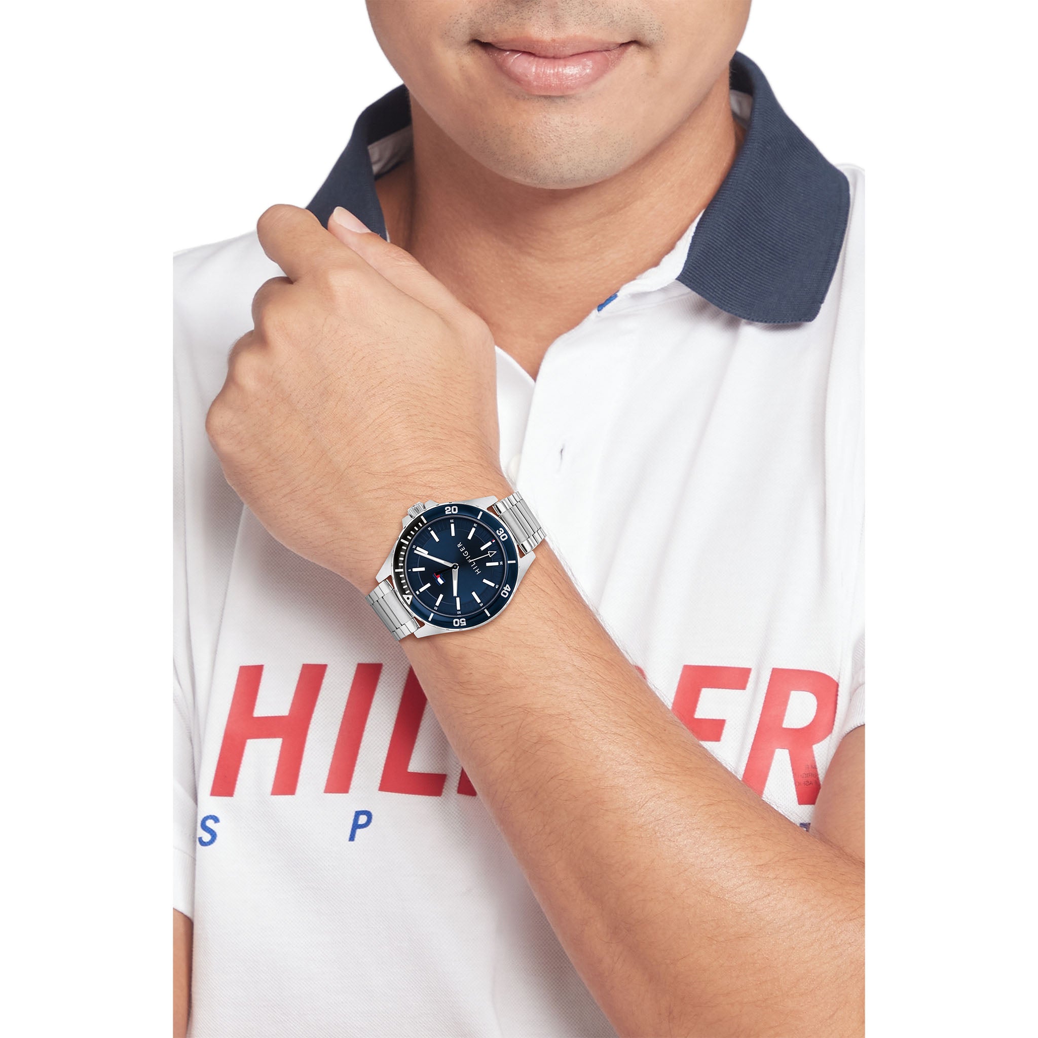 Tommy Hilfiger Silver Steel Navy Dial Men's Watch - 1792012