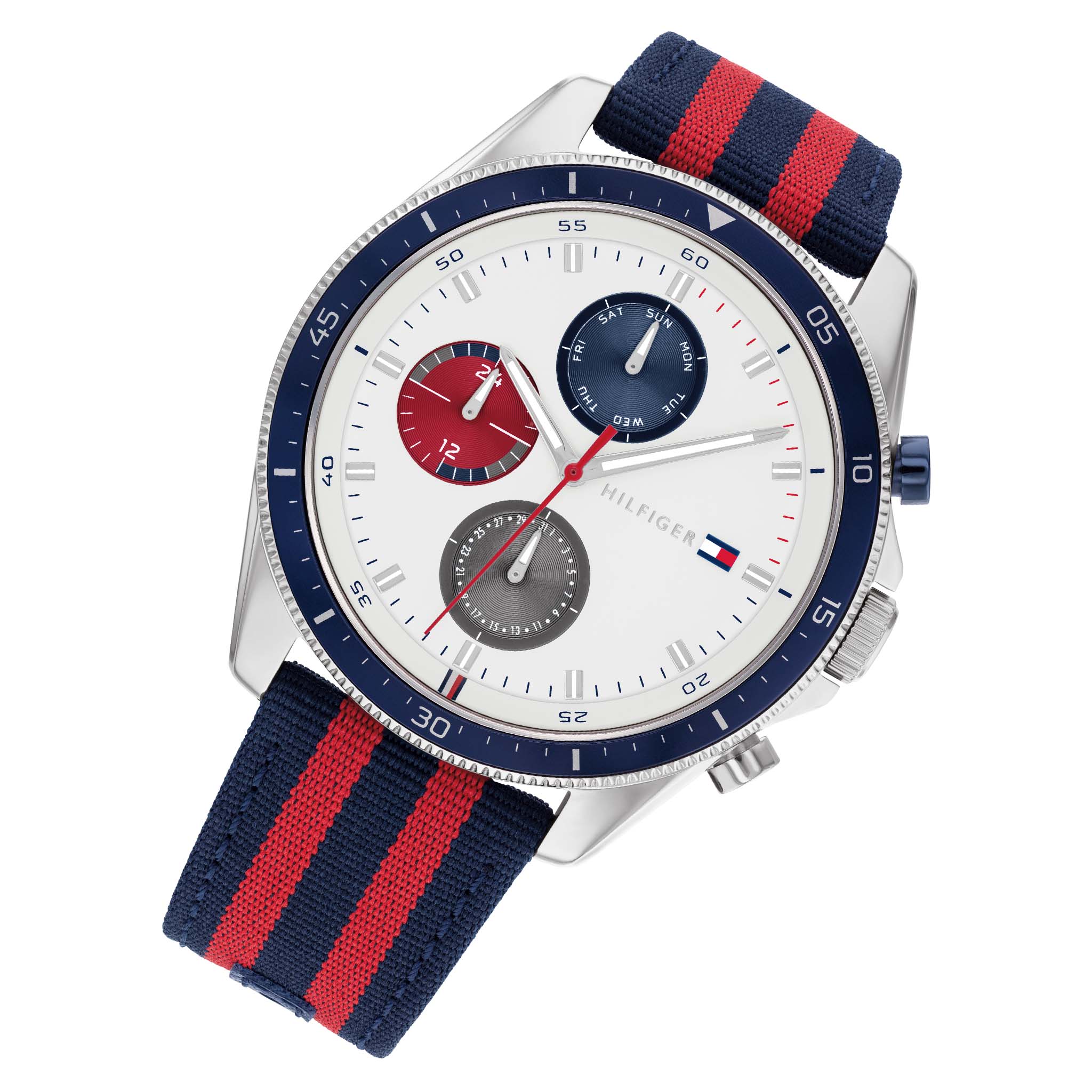 Tommy Hilfiger Blue Nylon White Dial Multi-function Men's Watch - 1792035