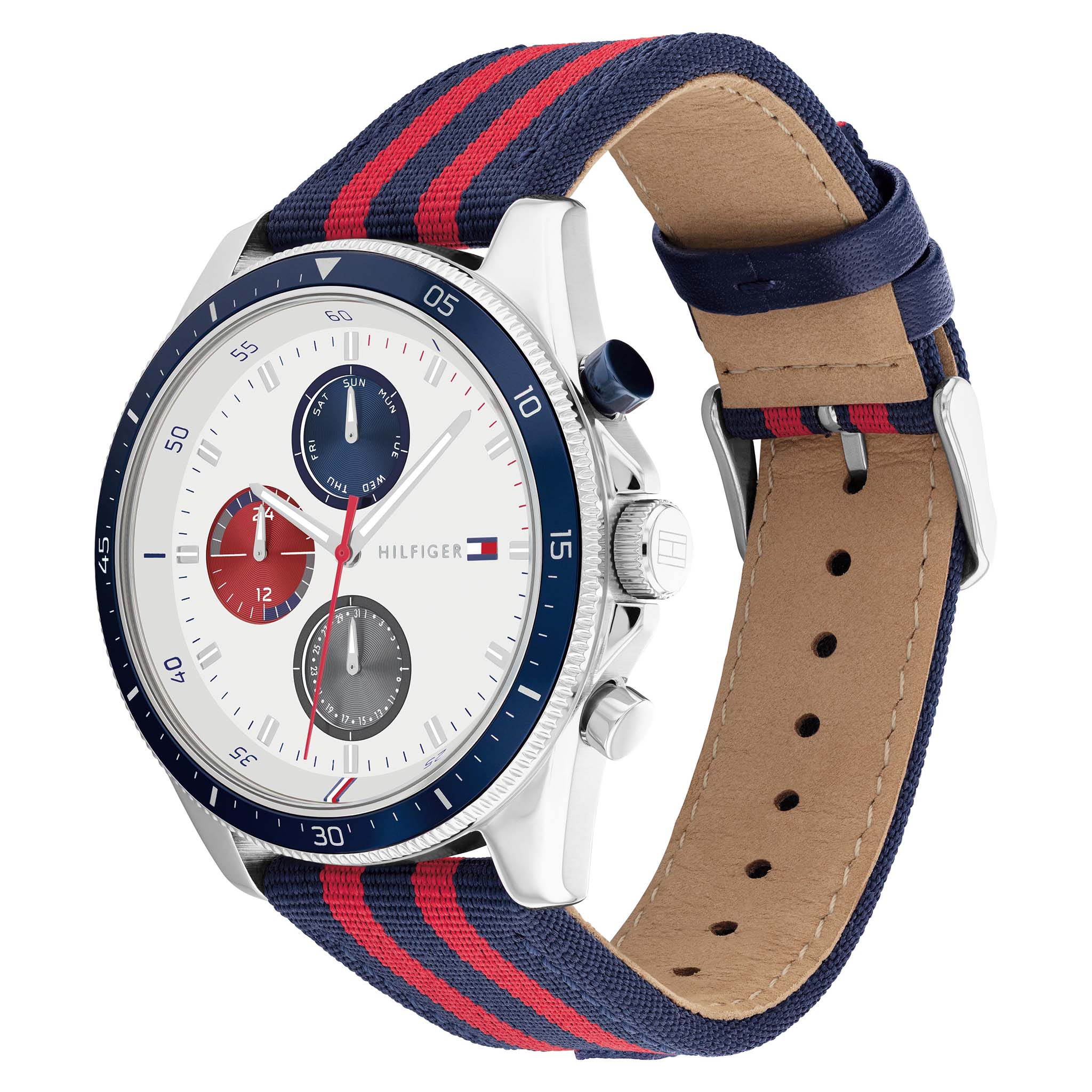 Tommy Hilfiger Blue Nylon White Dial Multi-function Men's Watch - 1792035