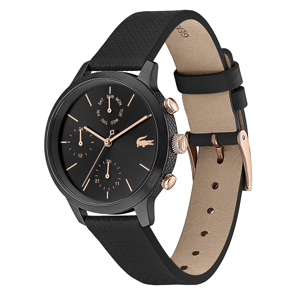Lacoste 12.12 Black Leather Women's Multi-function Watch - 2001153