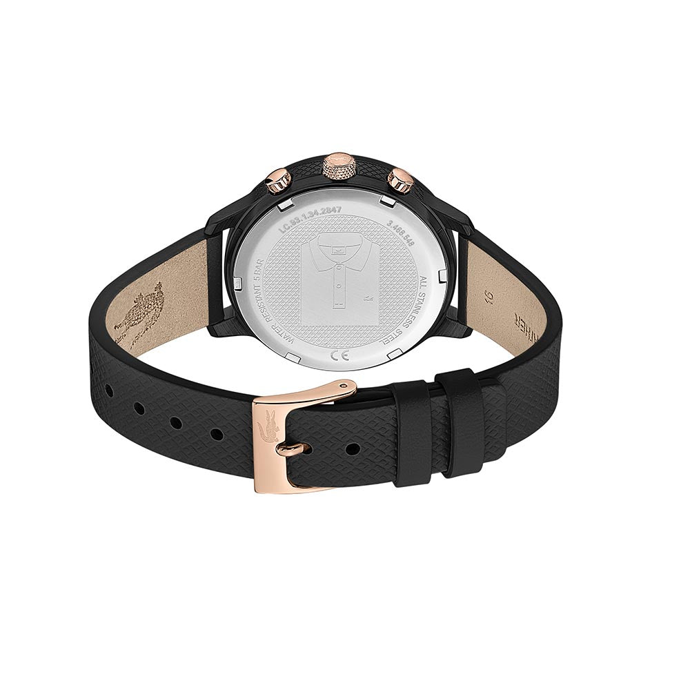 Lacoste 12.12 Black Leather Women's Multi-function Watch - 2001153