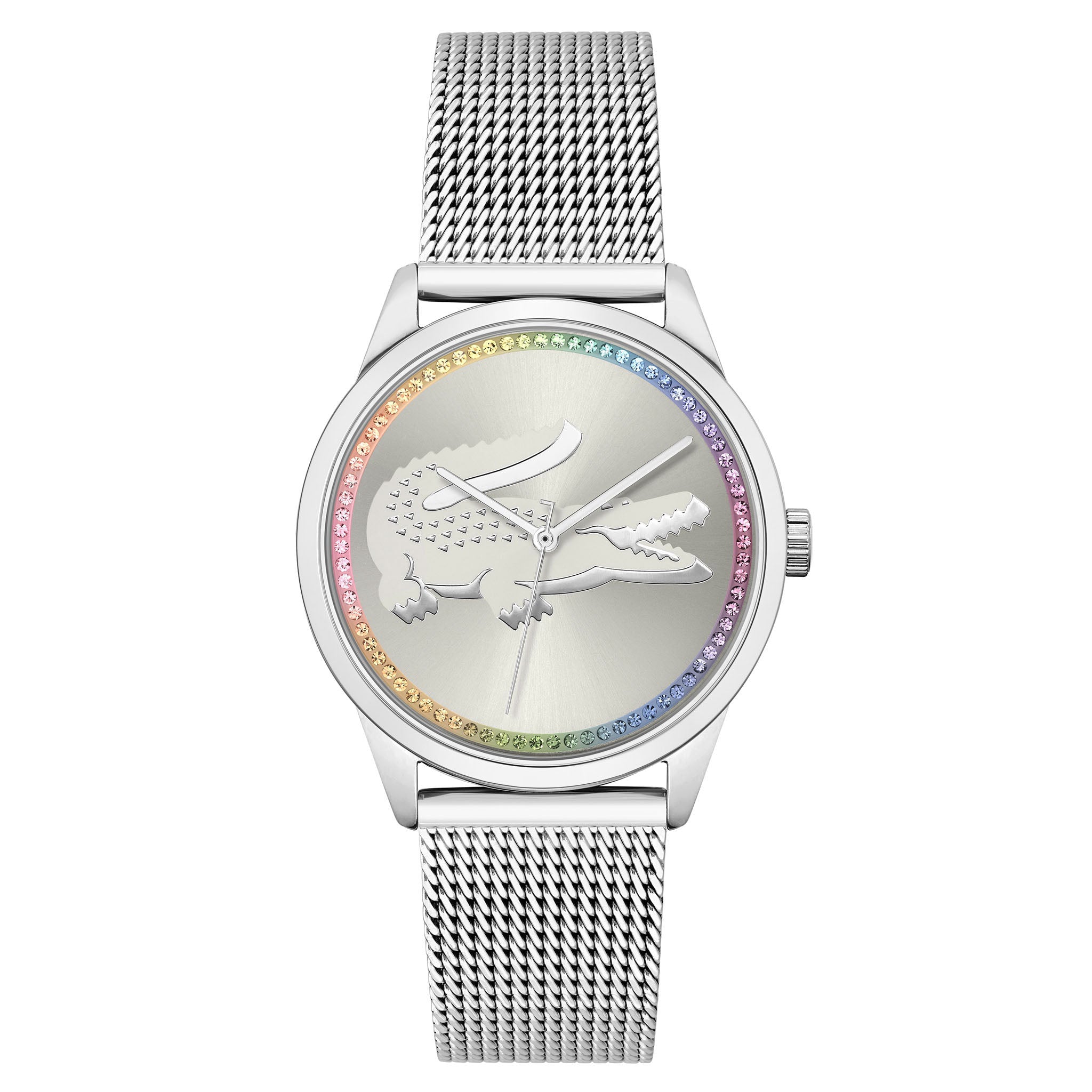 Lacoste Ladycroc Silver Mesh White Dial Women's Watch - 2001259