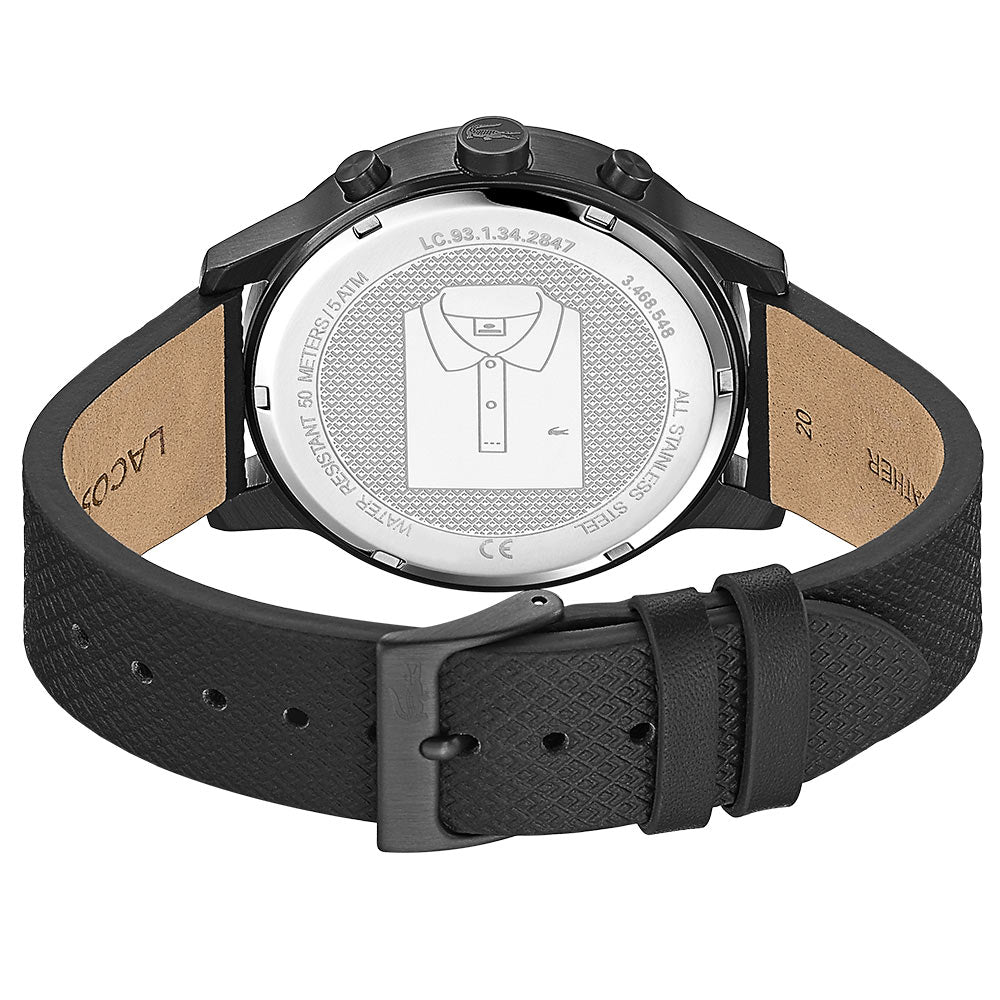 Lacoste 12.12 Black Leather Men's Multi-function Watch - 2010997