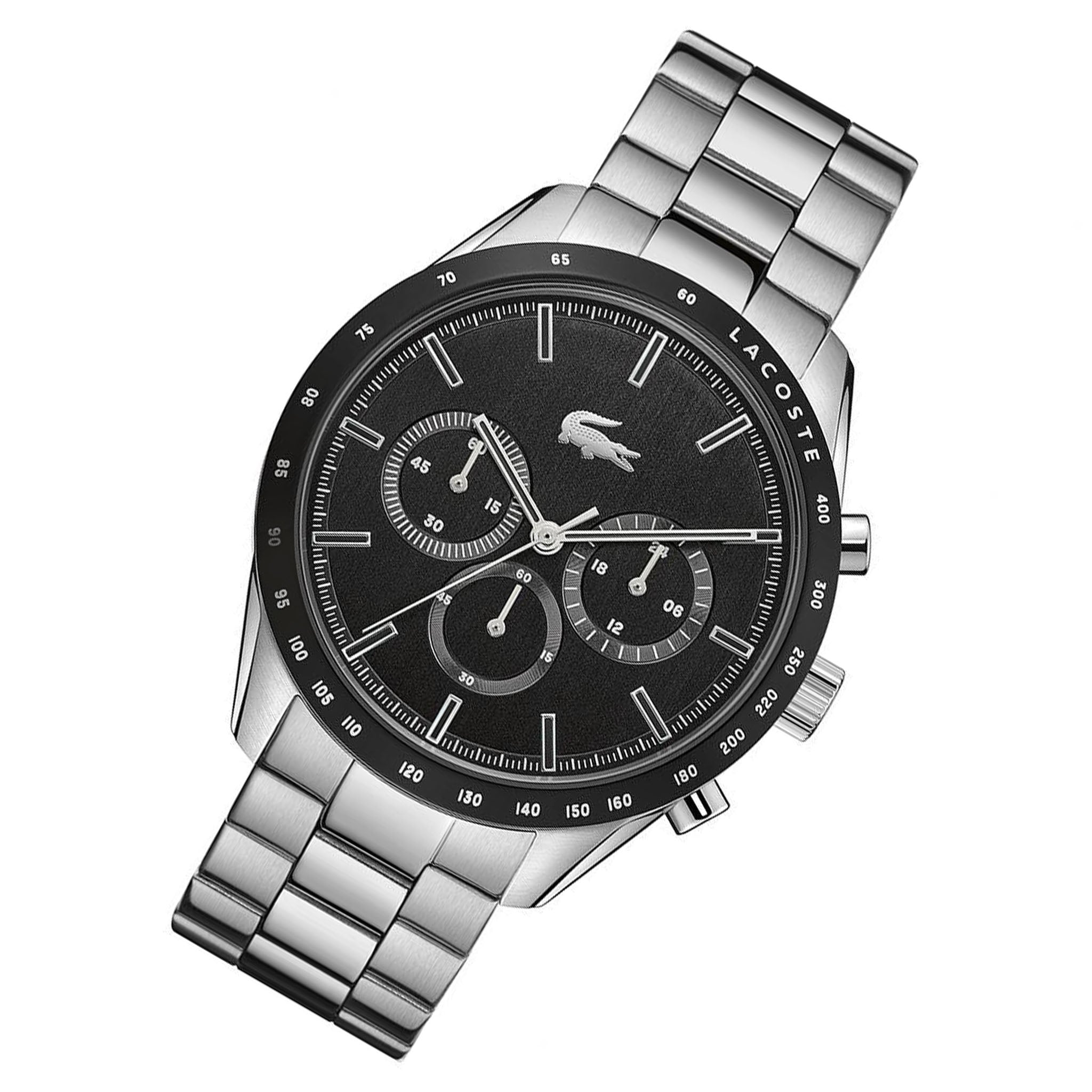 Lacoste Boston Stainless Steel Black Dial Men's Chrono Watch - 2011079