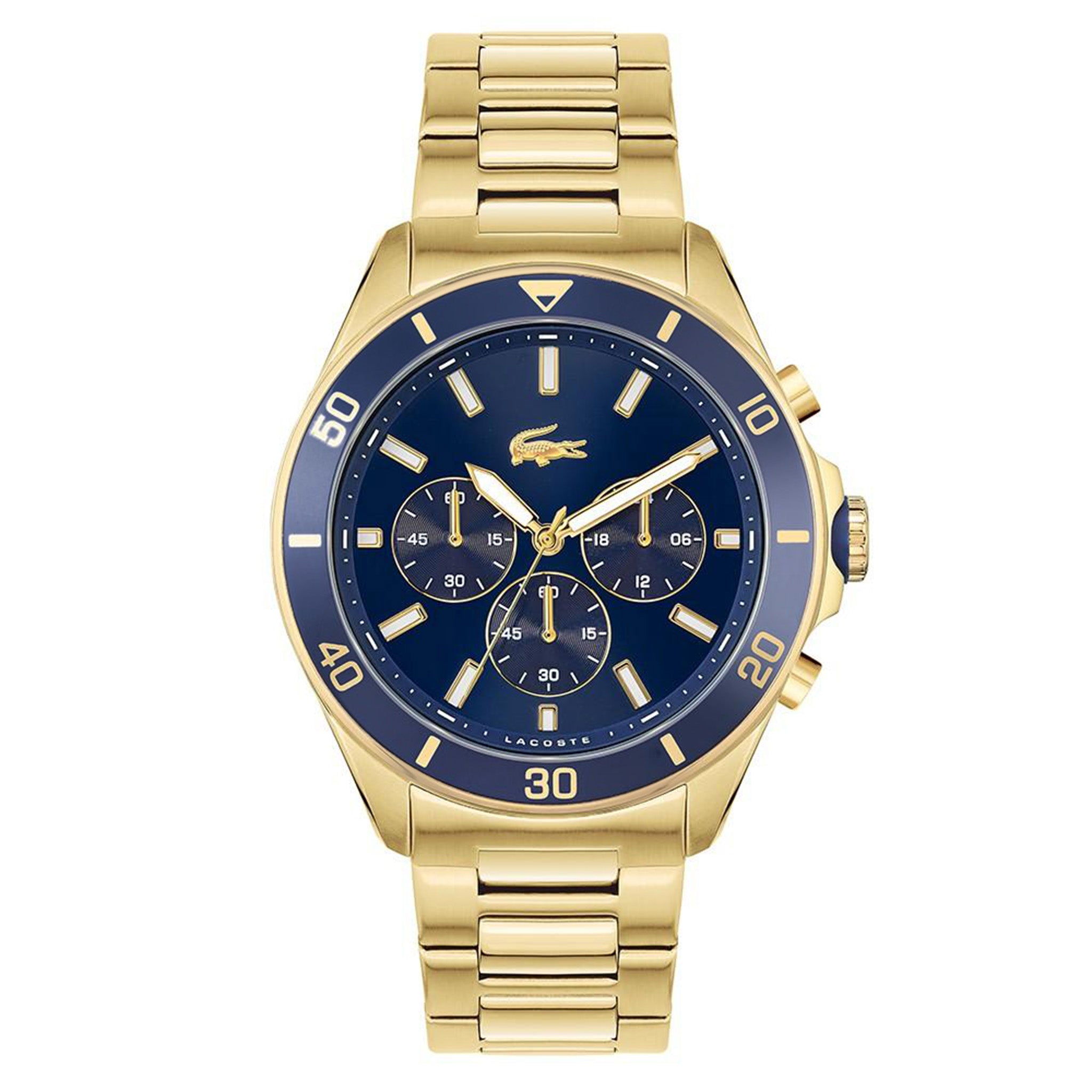 Lacoste Tiebreaker Gold Steel Blue Dial Men's Chrono Watch - 2011151