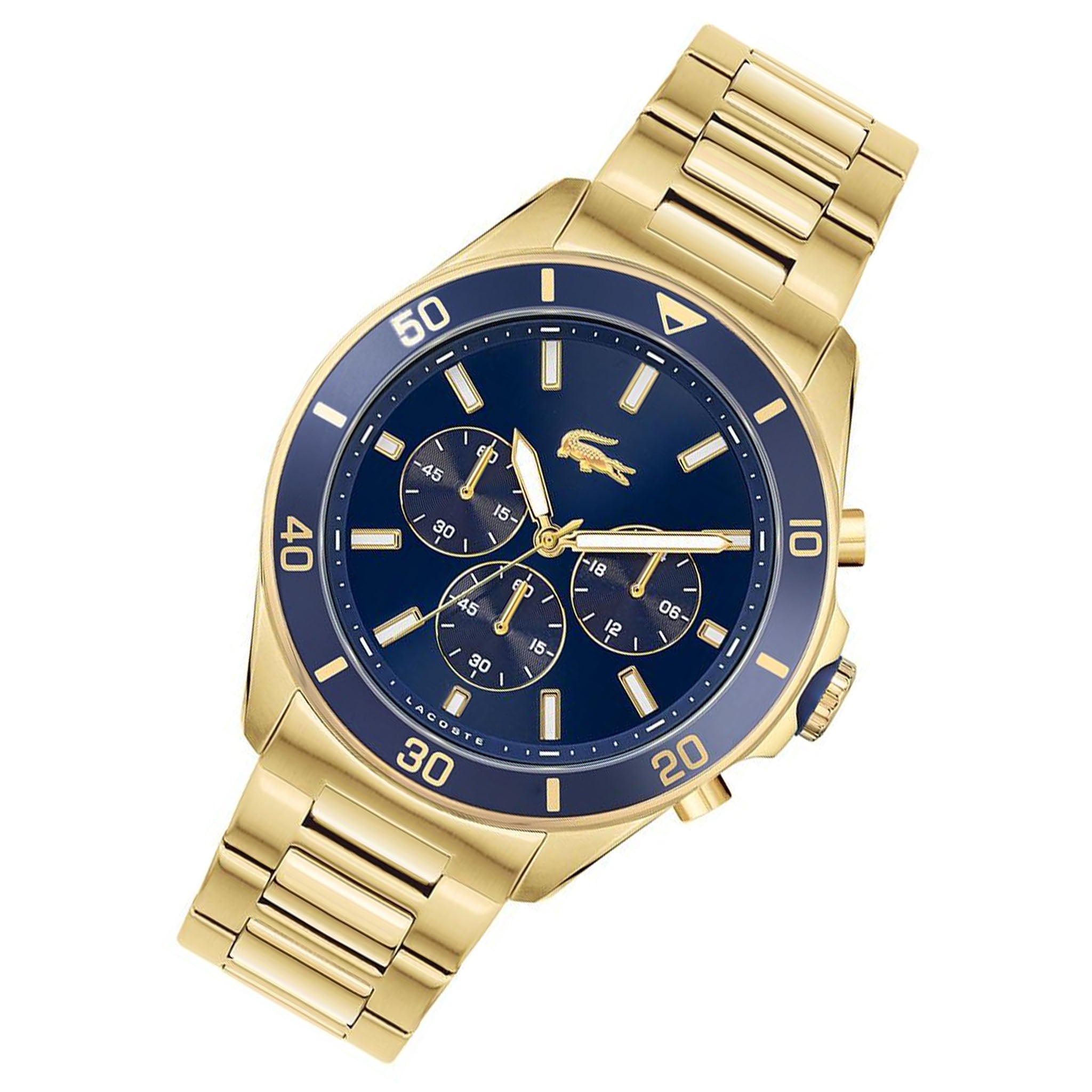 Lacoste Tiebreaker Gold Steel Blue Dial Men's Chrono Watch - 2011151