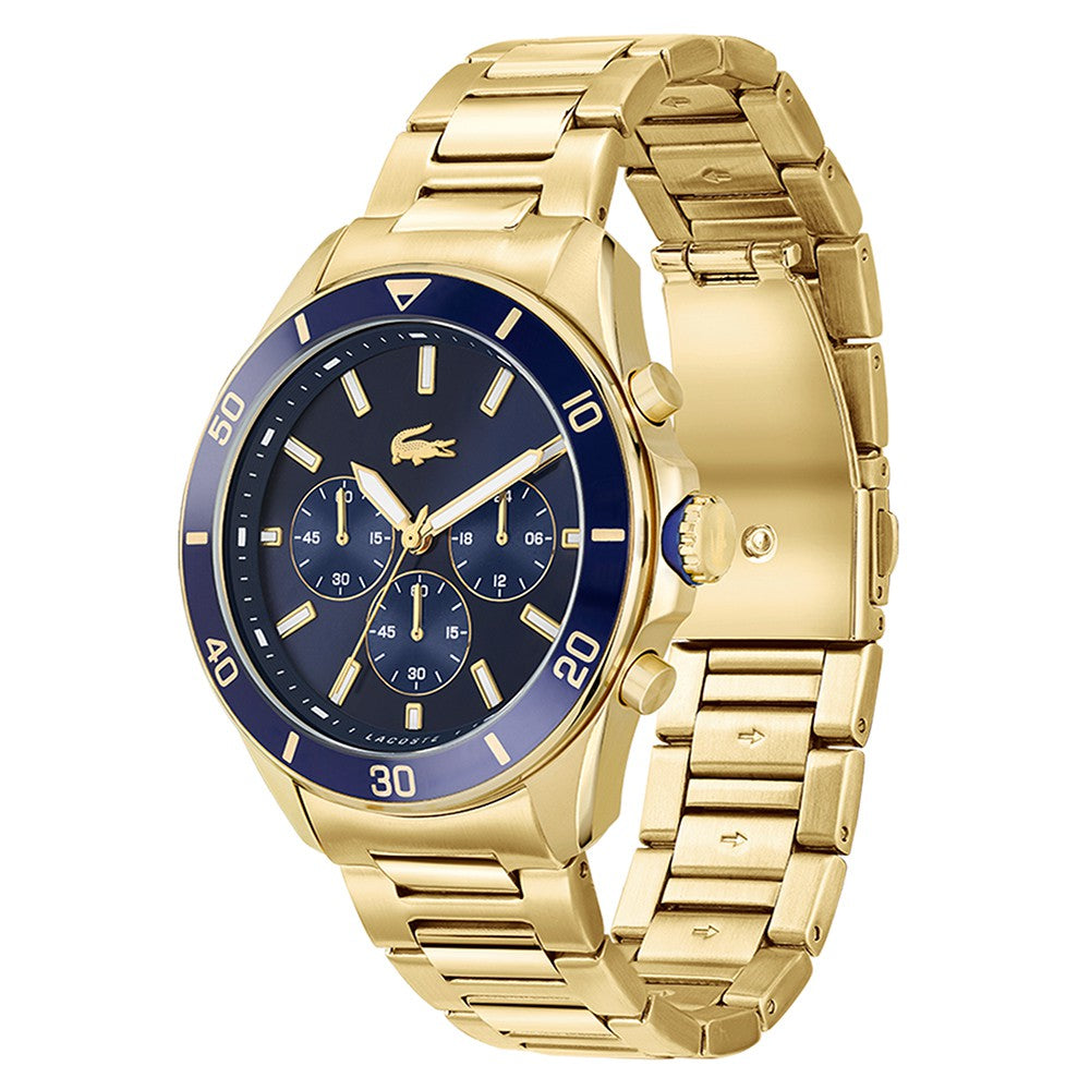 Lacoste Tiebreaker Gold Steel Blue Dial Men's Chrono Watch - 2011151