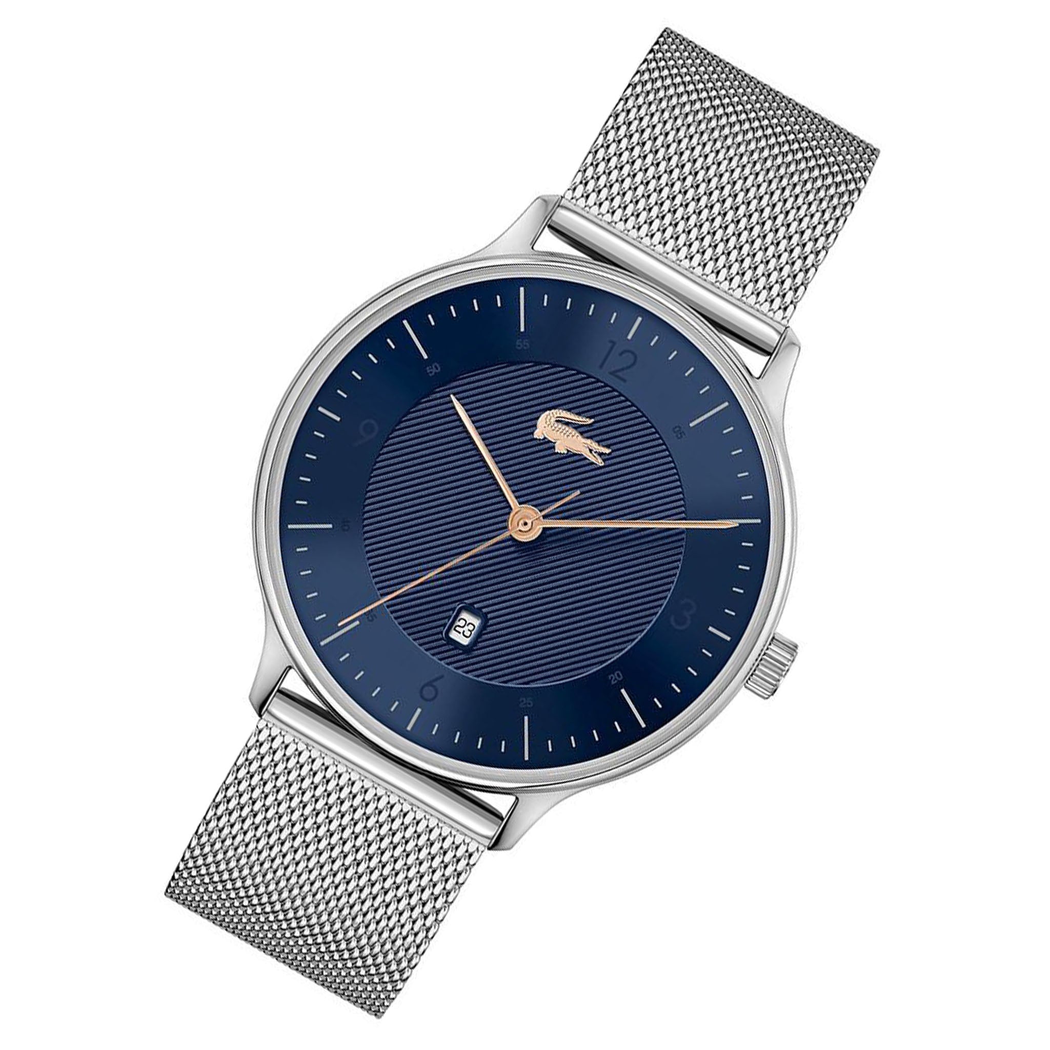 Lacoste Club Silver Mesh Navy Dial Men's Watch - 2011158
