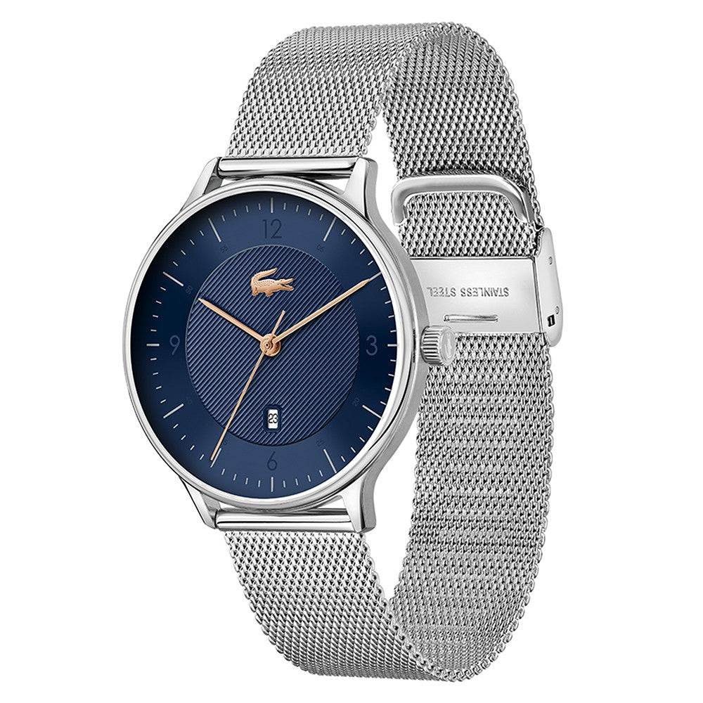 Lacoste Club Silver Mesh Navy Dial Men's Watch - 2011158
