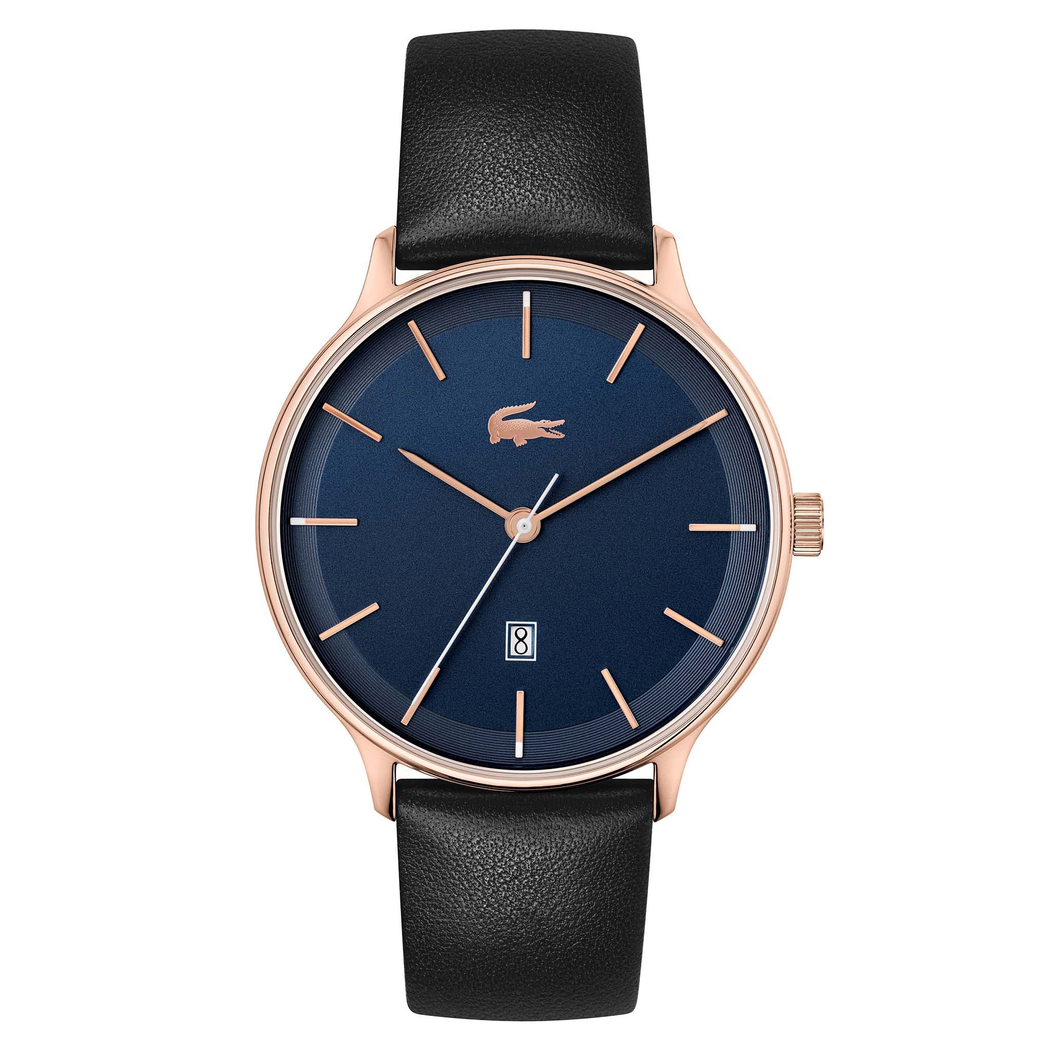 Lacoste Black Leather Blue Dial Men's Watch - 2011168 – The Watch