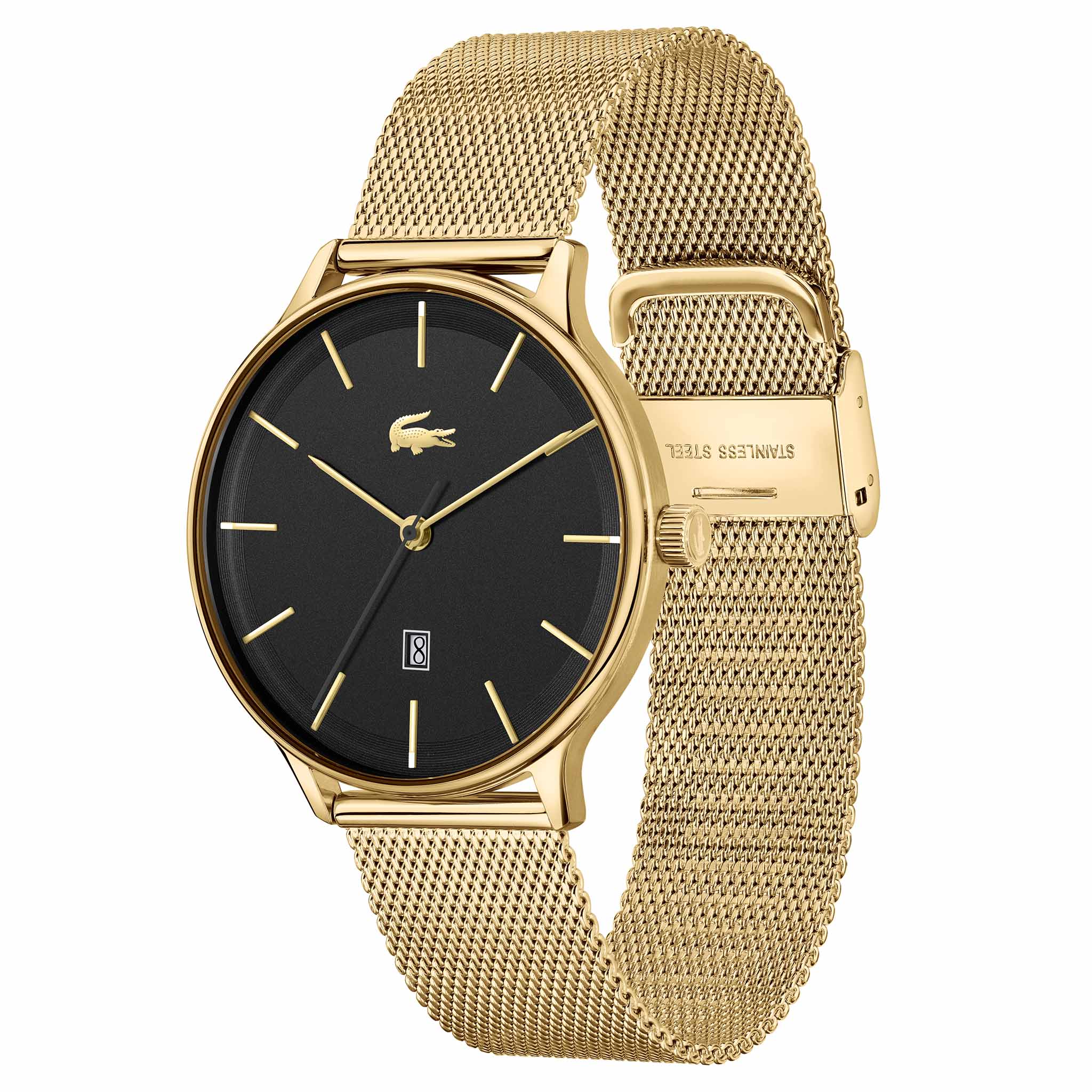 Lacoste Club Gold Mesh Black Dial Men's Watch - 2011224