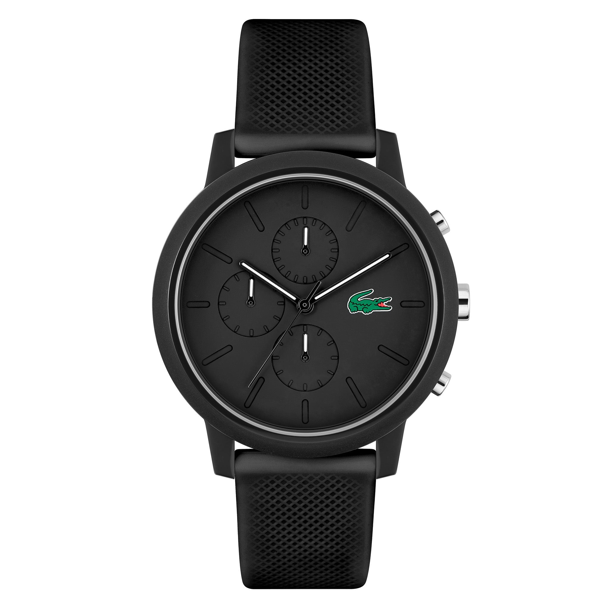Lacoste Lacoste.12.12 Chrono Black Silicone Black Dial Fashion Chrono Men's Watch - 2011243