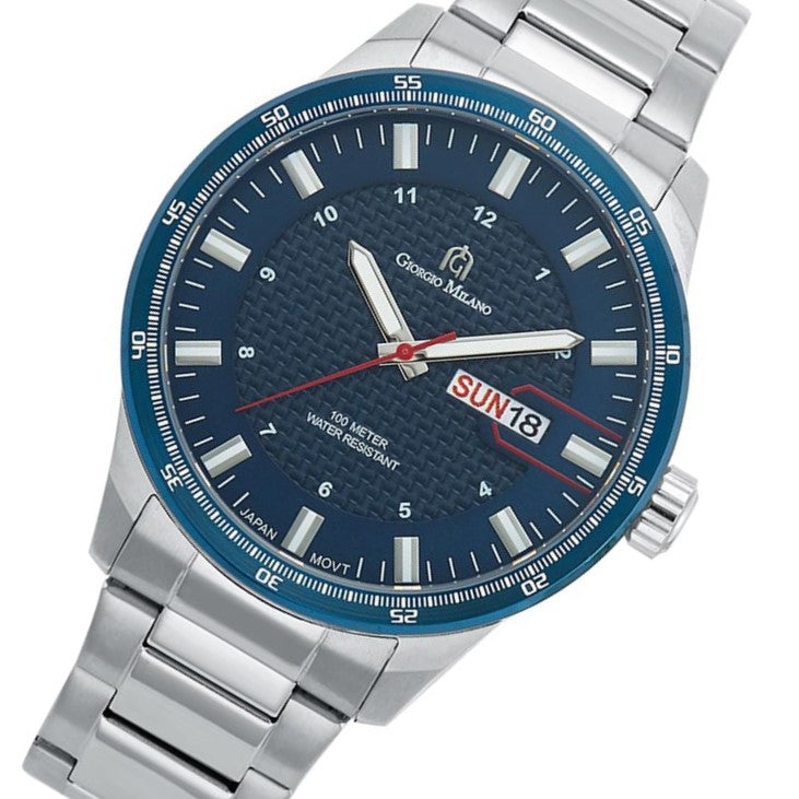 Giorgio Milano Silver Steel Blue Dial Men's Watch - 208ST4