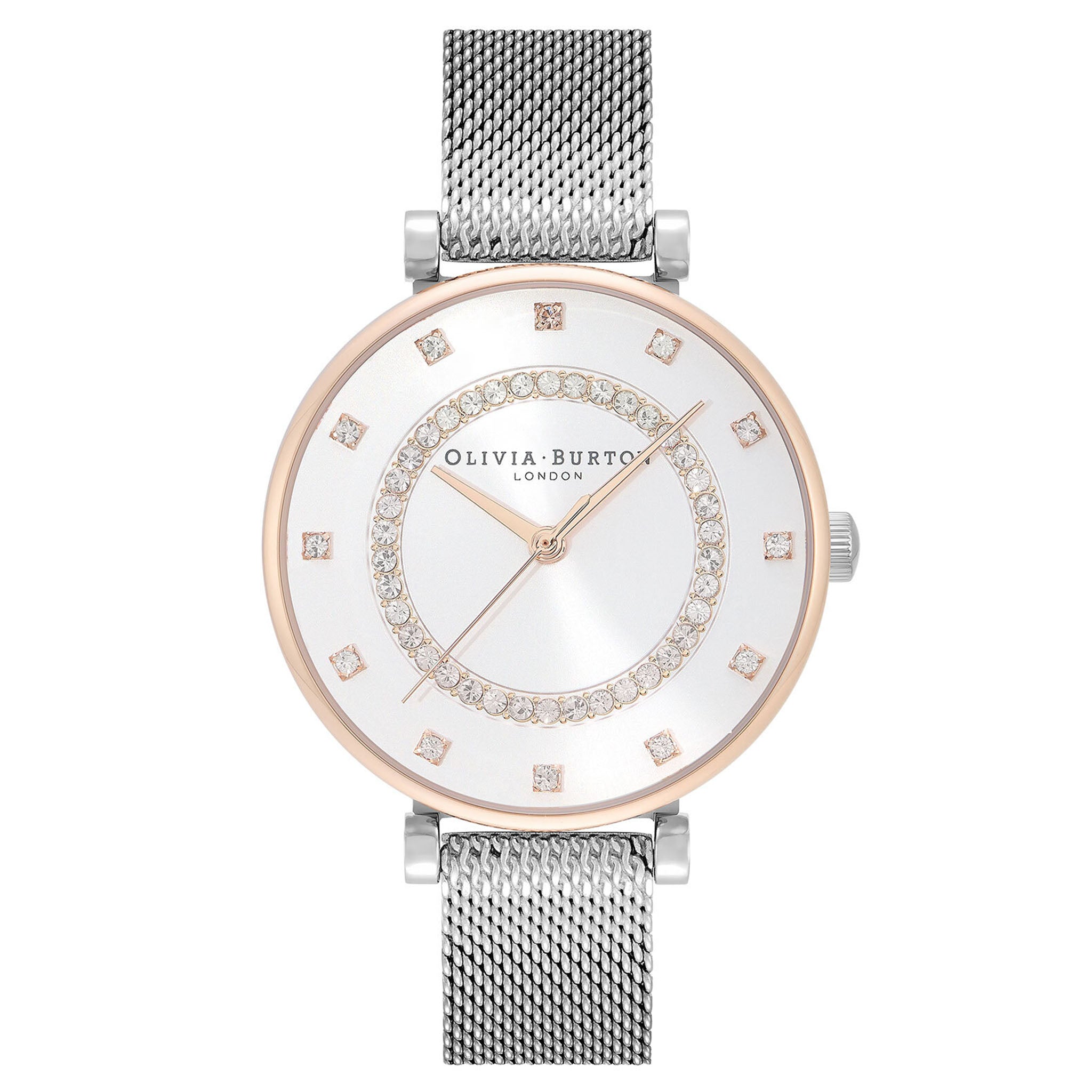 Olivia Burton Belgrave Stainless Steel Silver White & Stone Dial Women's - 24000004