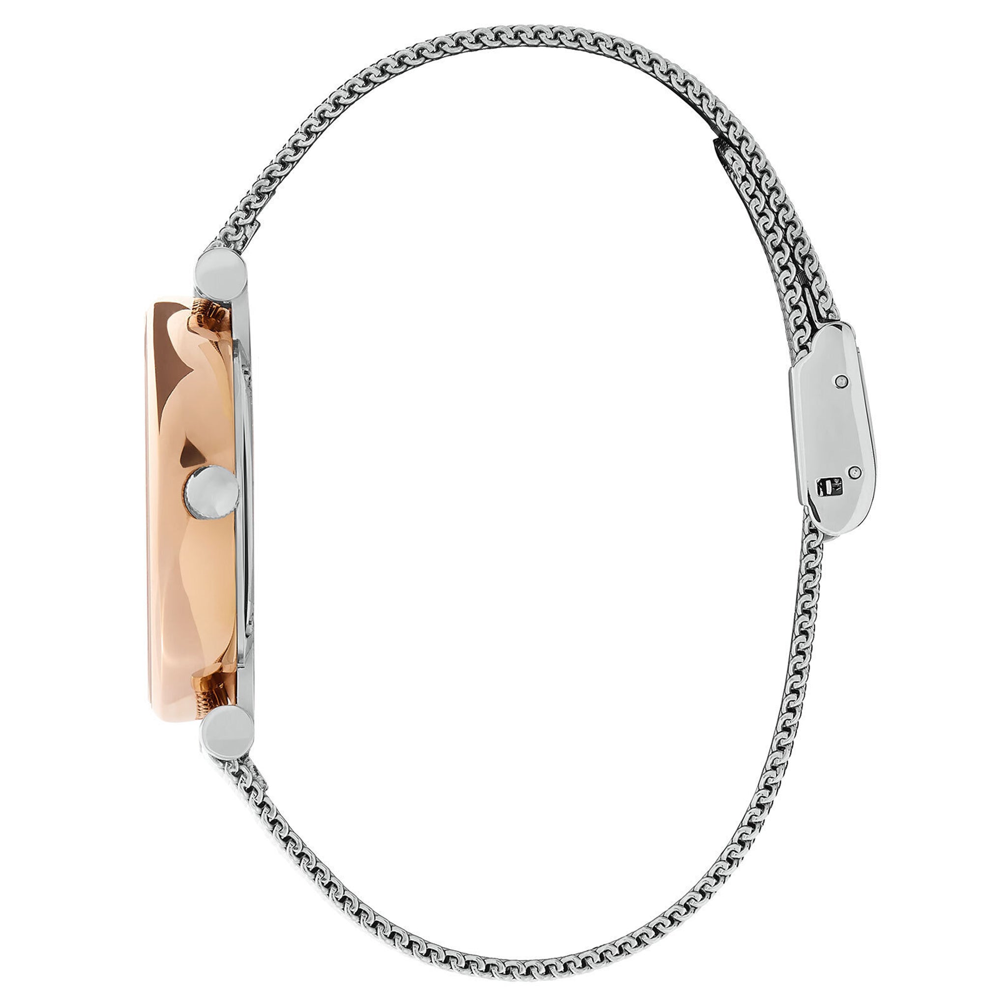 Olivia Burton Steel Mesh Silver White & Stone Dial Women's Watch - 24000004