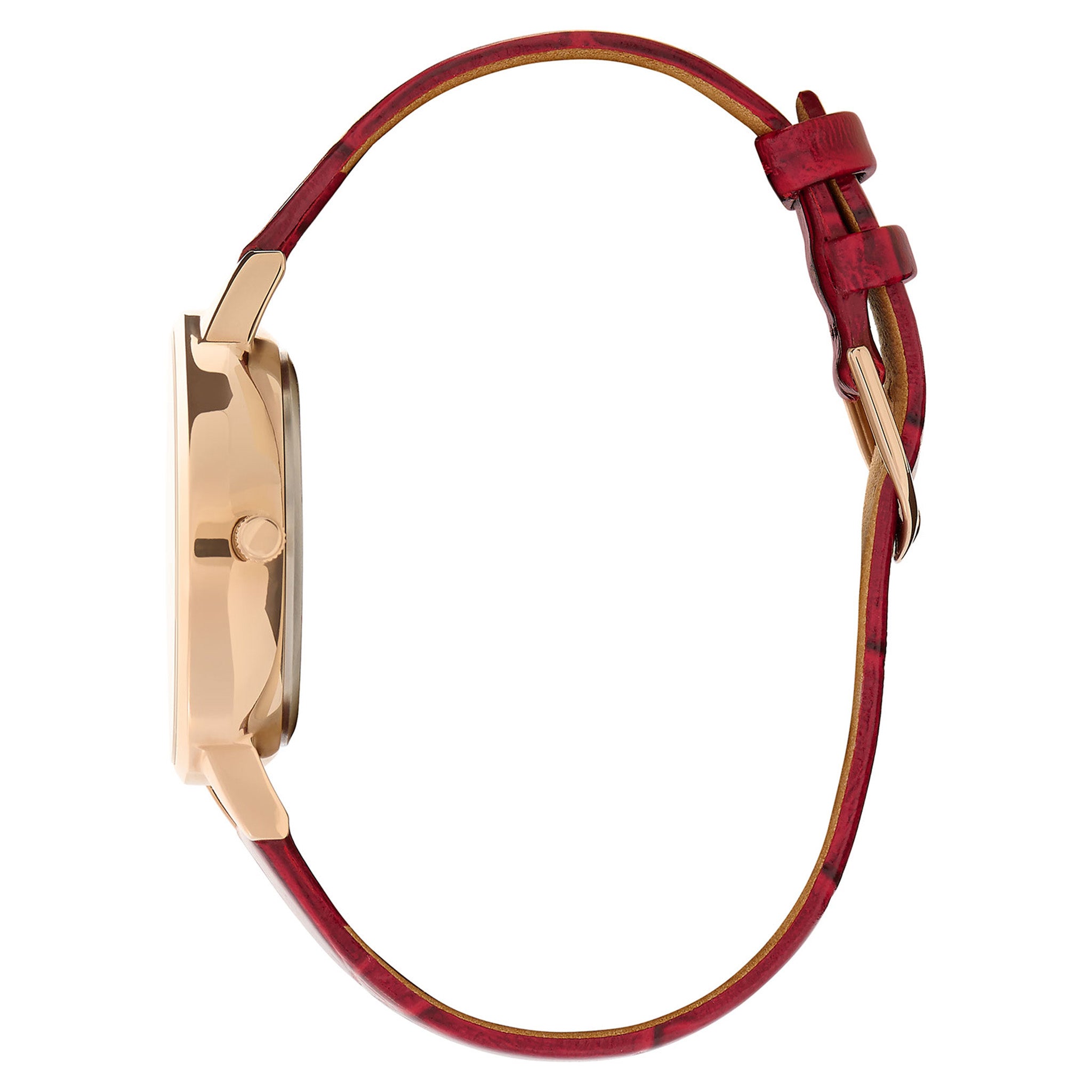 Olivia Burton Burgundy Leather White & Stone Dial Multi Function Women's Watch - 24000009