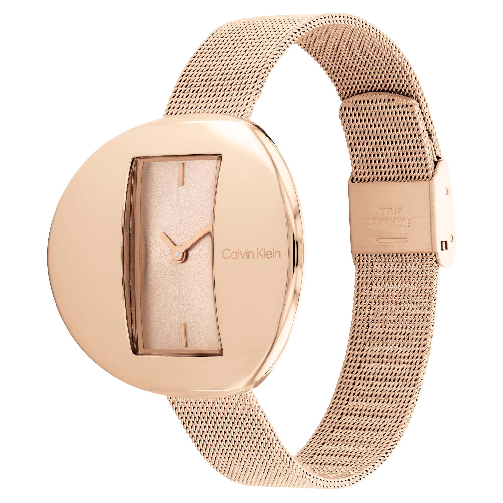 Calvin Klein Steel Mesh Carnation Gold Dial Women's Watch - 25200017
