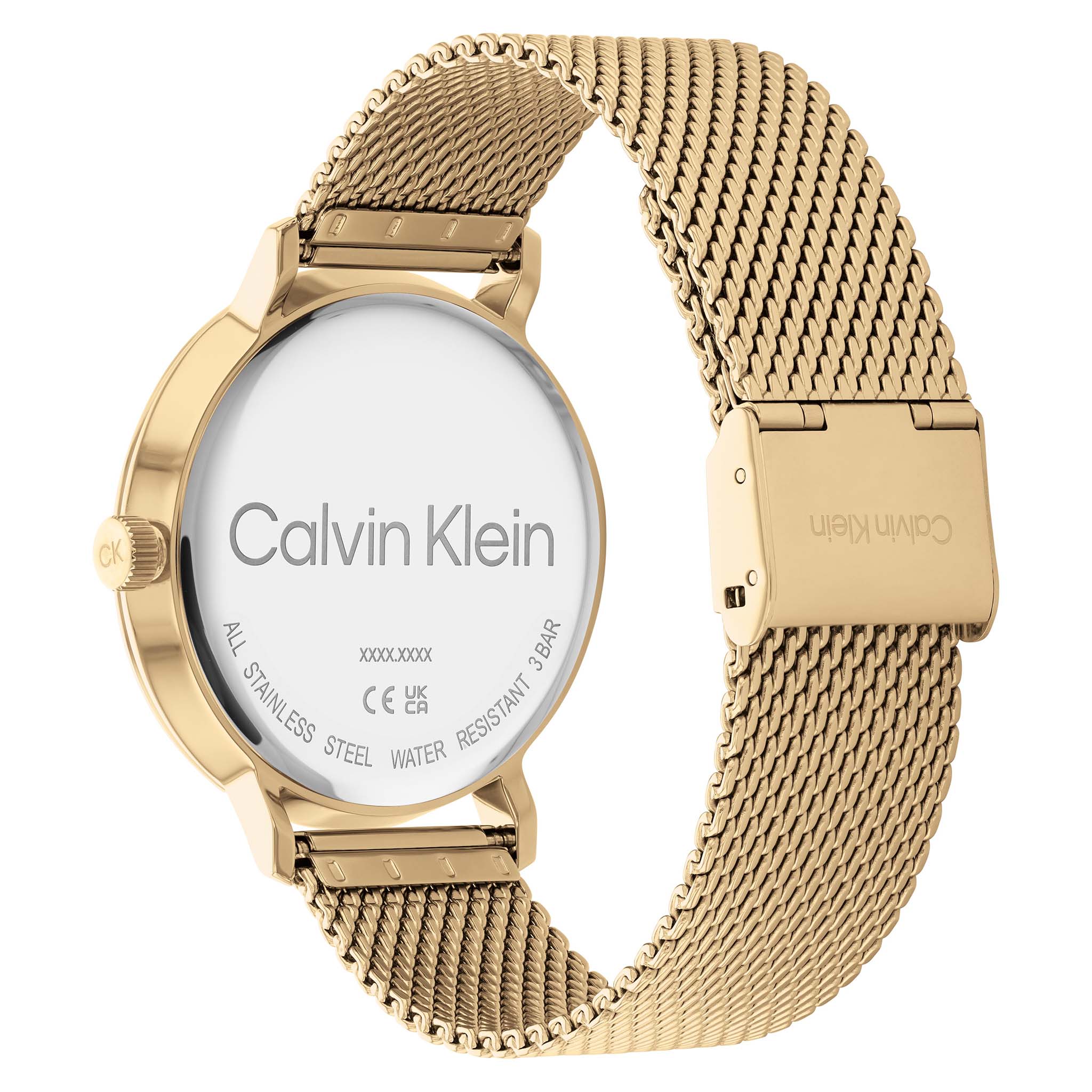 Calvin Klein Gold Mesh Black Dial Men's Watch - 25200049