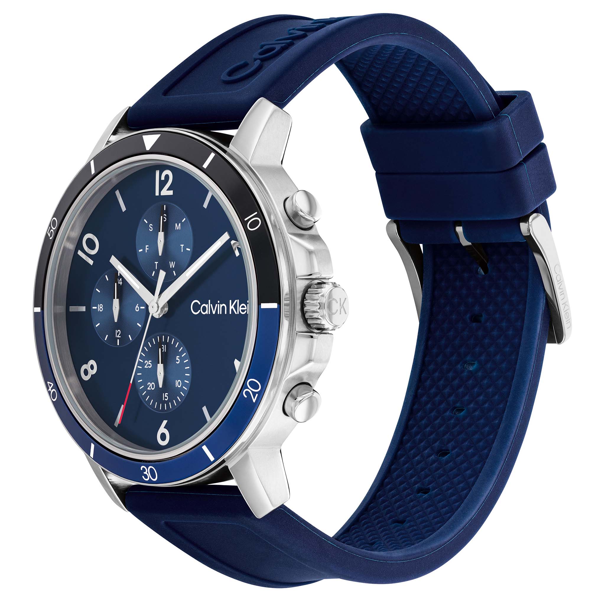 Calvin Klein Navy Silicone Band Blue Dial Men's Multi-function Watch - 25200071