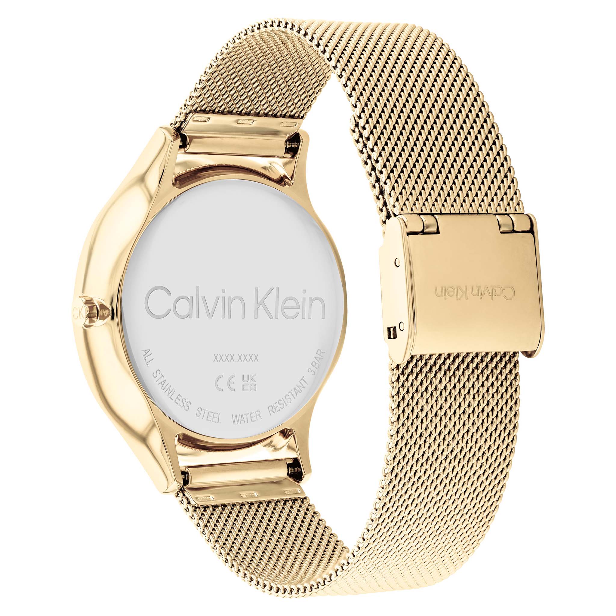 Calvin Klein Gold Mesh Light Champagne Dial Women's Multi-function Watch - 25200103