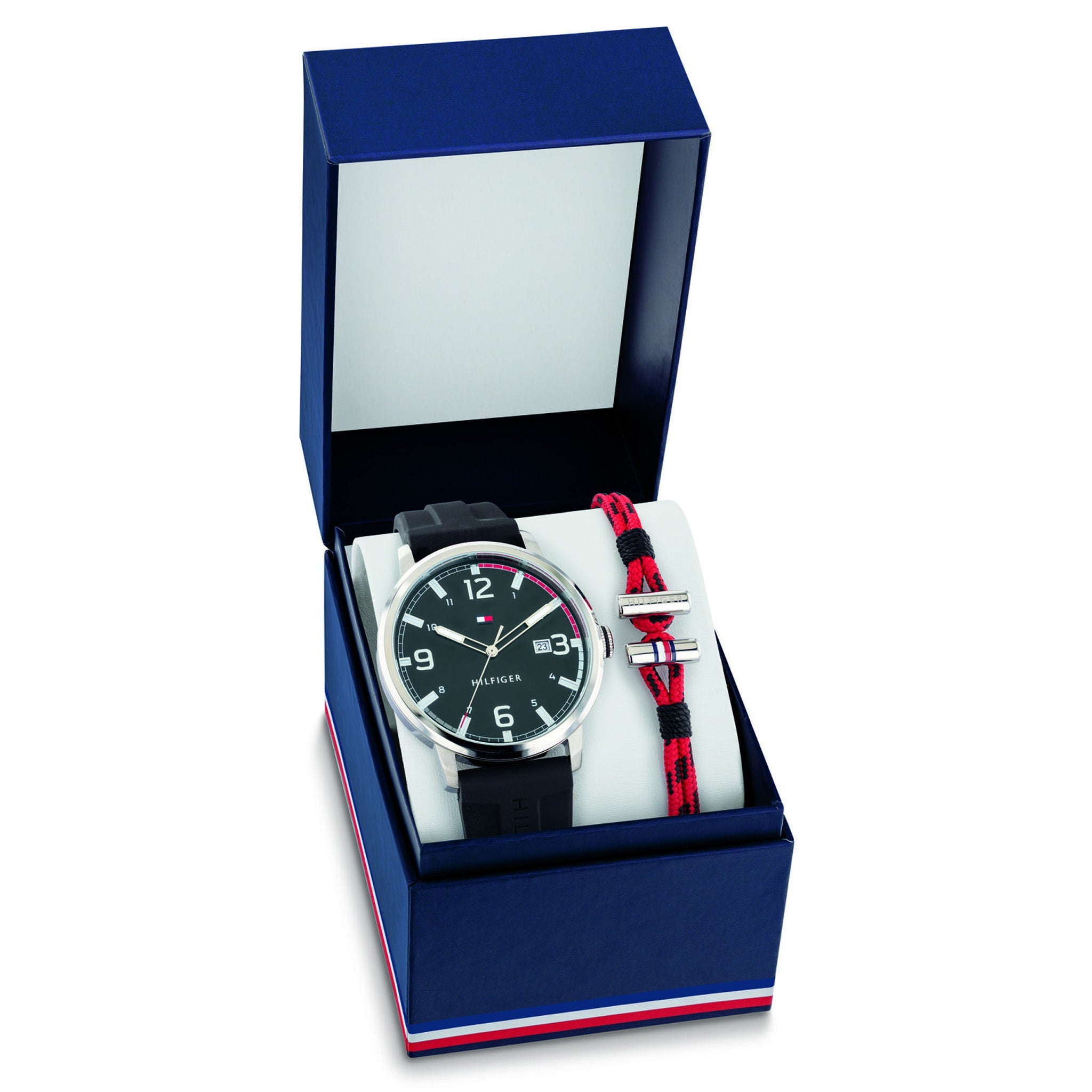 Tommy Hilfiger Black Silicone Band and Bracelet Men's Gift Set Watch - 2770139