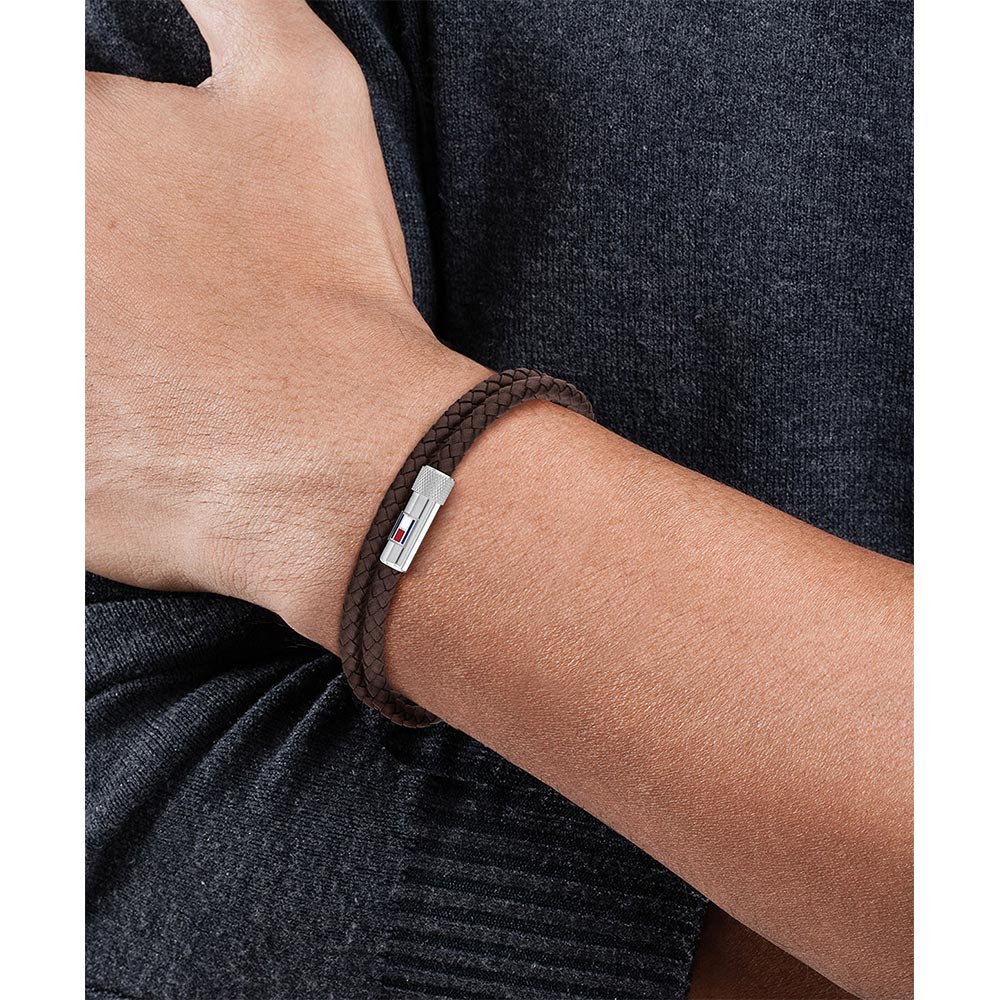 Tommy Hilfiger Jewellery Stainless Steel & Brown Leather Men's Bracelet - 2790263S