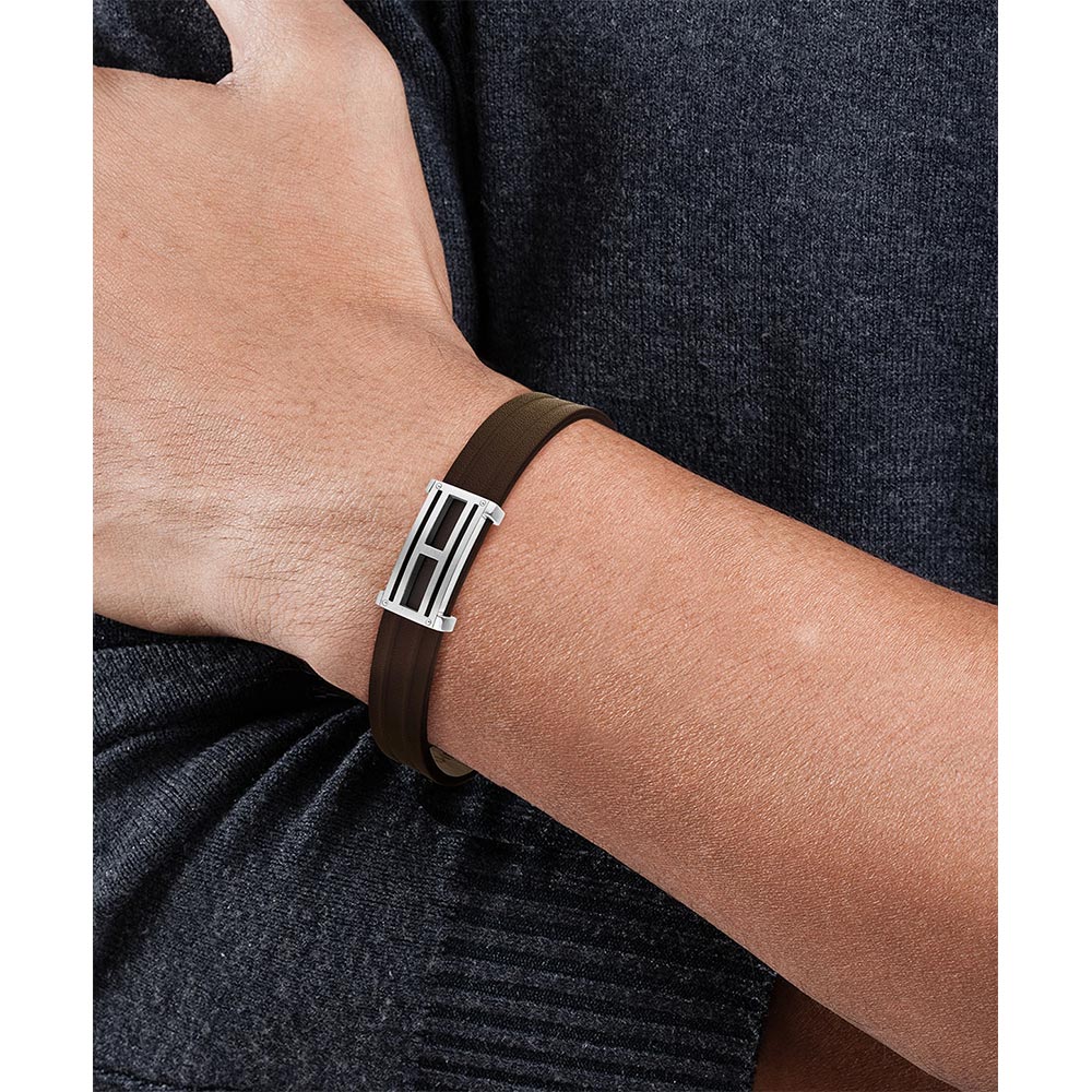 Tommy Hilfiger Jewellery Stainless Steel & Brown Leather Men's Bracelet - 2790267L