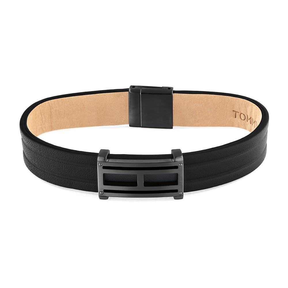 Tommy Hilfiger Black Steel & Leather Men's Bracelet - 2790268L