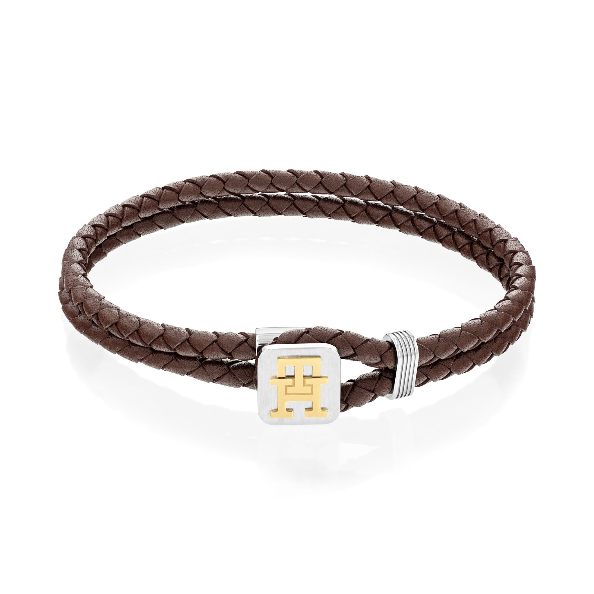 Tommy Hilfiger Jewellery Two-Tone Steel & Brown Leather Men's Leather Bracelet - 2790532