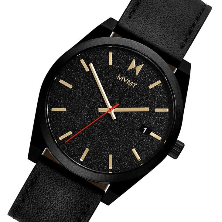 MVMT Caviar Black Leather Men's Watch - 28000053D