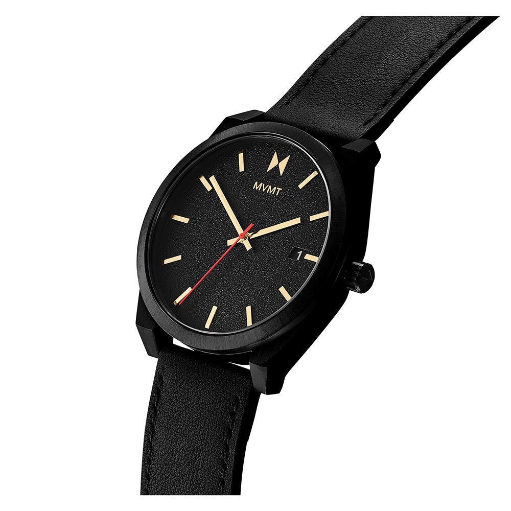 MVMT Caviar Black Leather Men's Watch - 28000053D