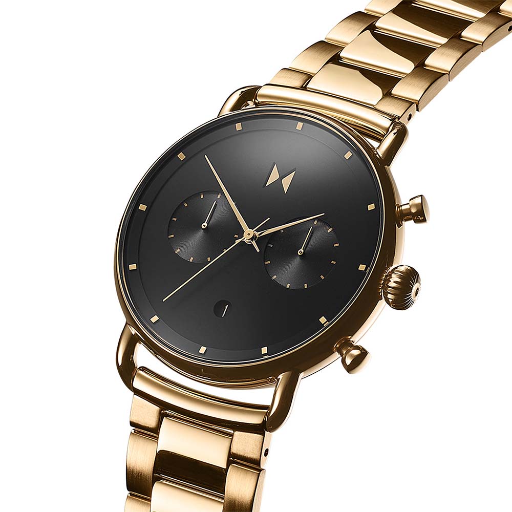 MVMT Blacktop Gold 47 MM Steel Black Dial Men's Chronograph Watch - 28000105D