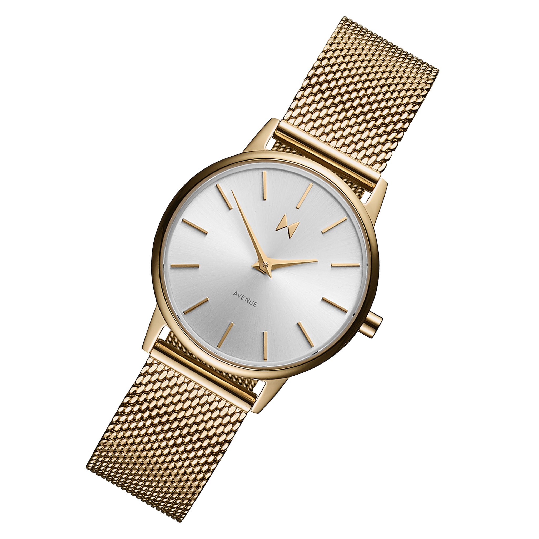 MVMT Gold Steel Mesh White Dial Women's Slim Watch - 28000114D