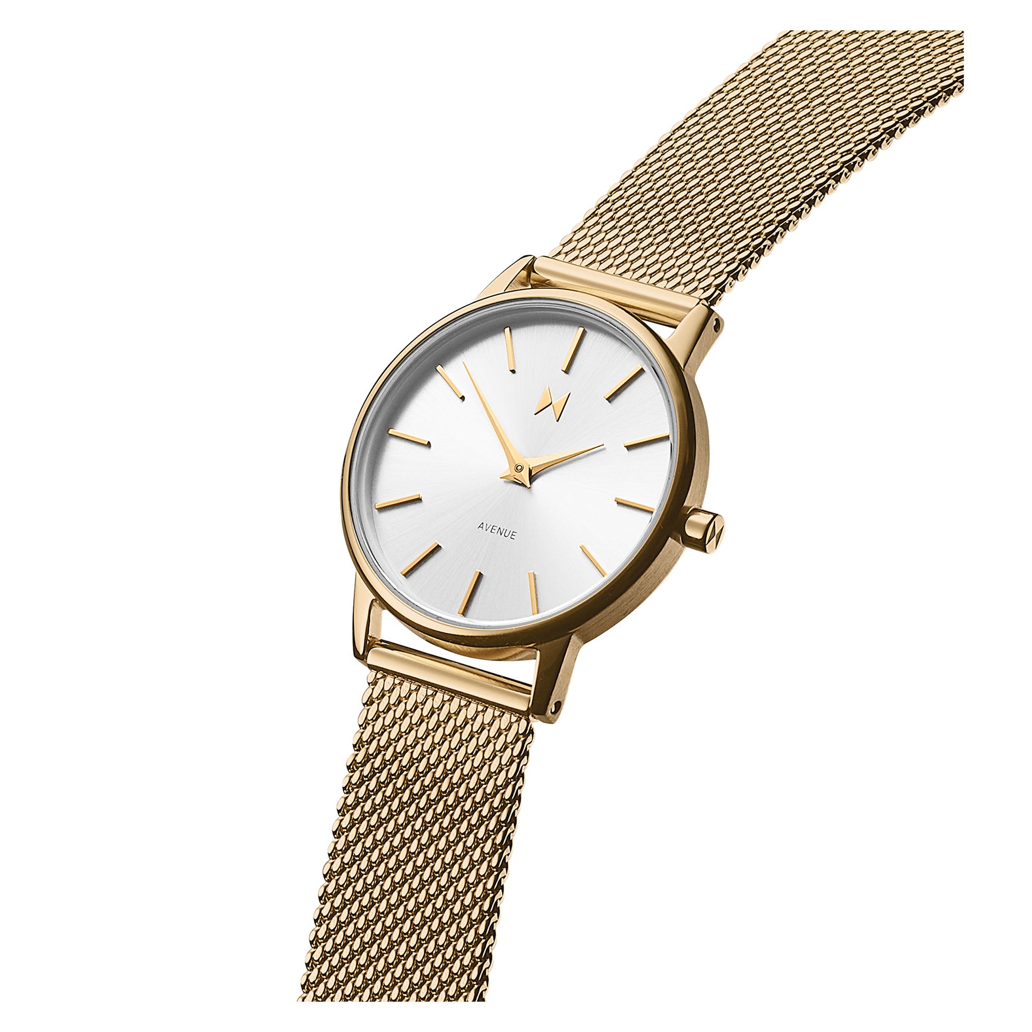MVMT Gold Steel Mesh White Dial Women's Slim Watch - 28000114D