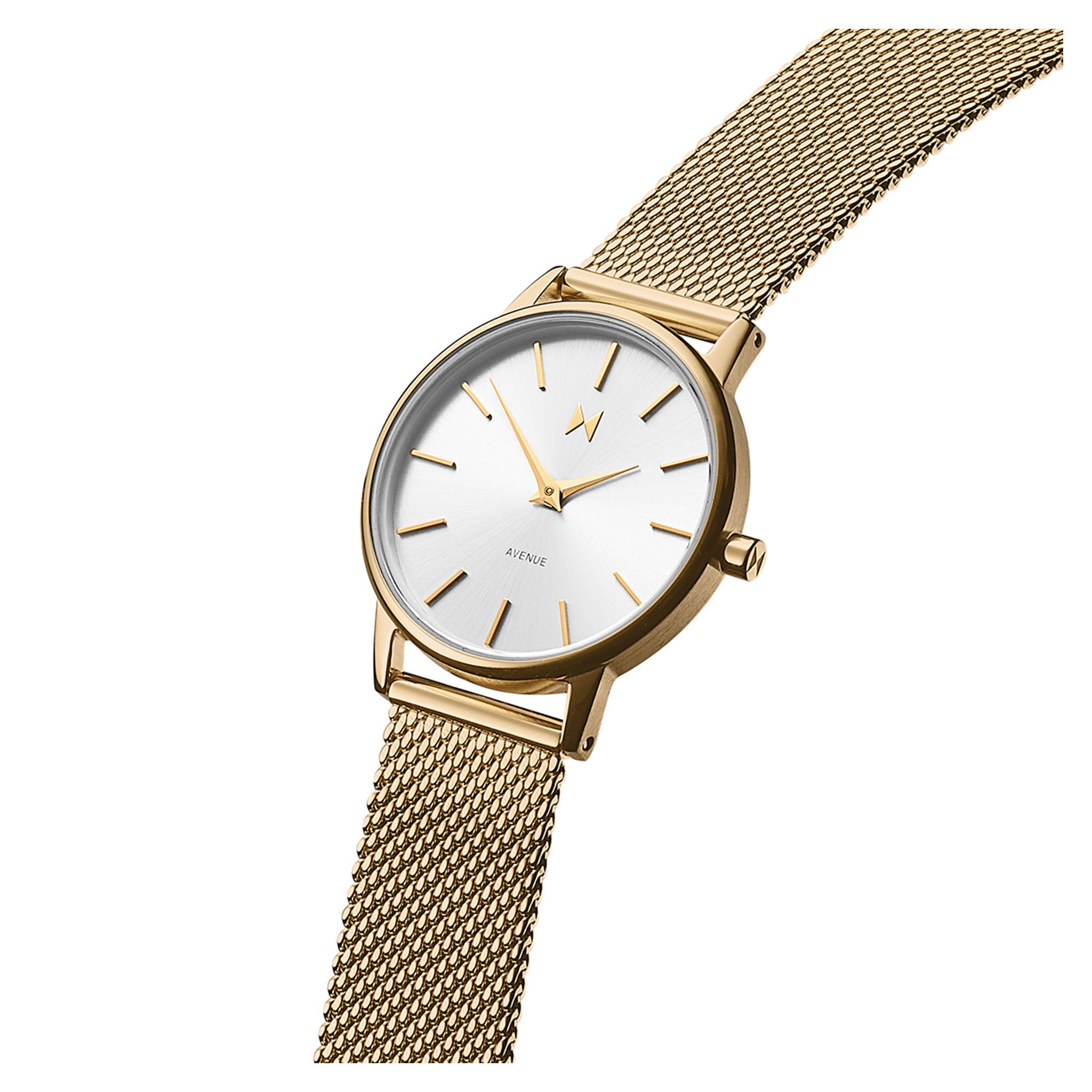 MVMT Gold Steel Mesh White Dial Women's Slim Watch - 28000114D
