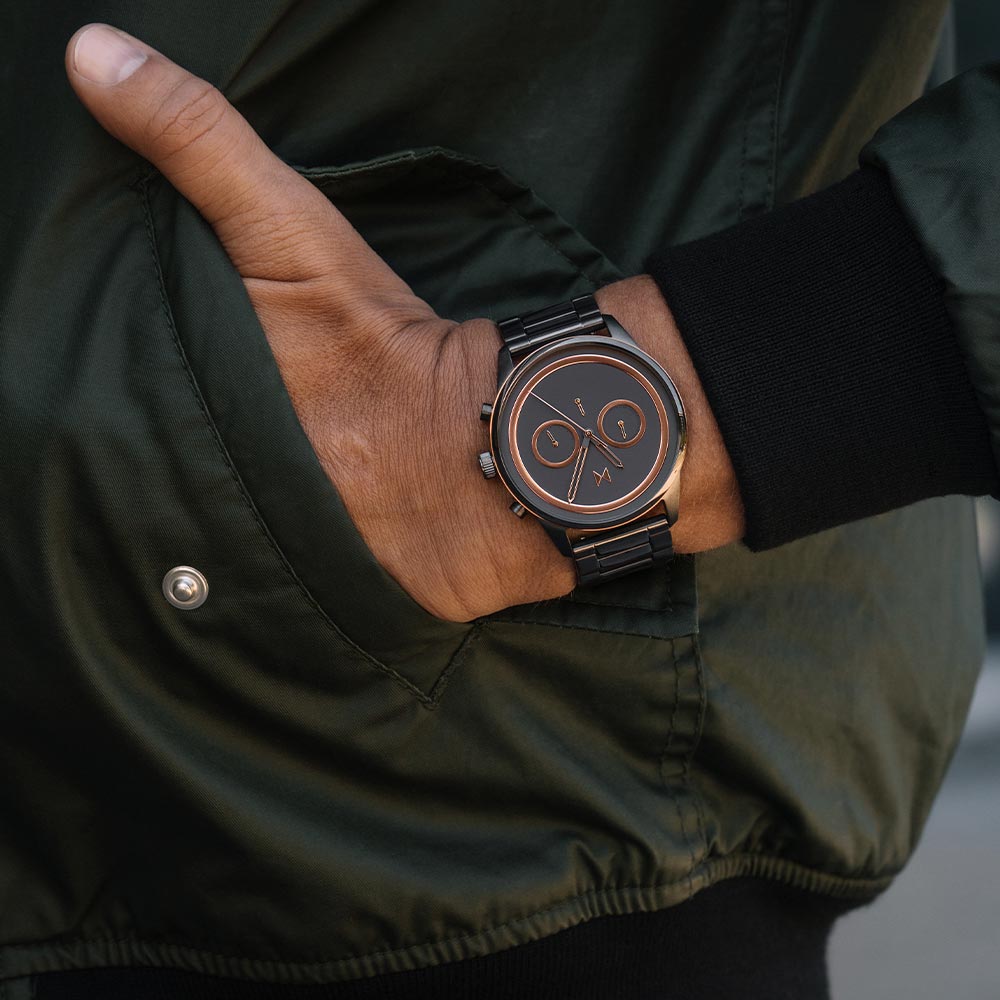 MVMT Victor Powerlane Gunmetal Steel Men's Chrono Watch - 28000123D