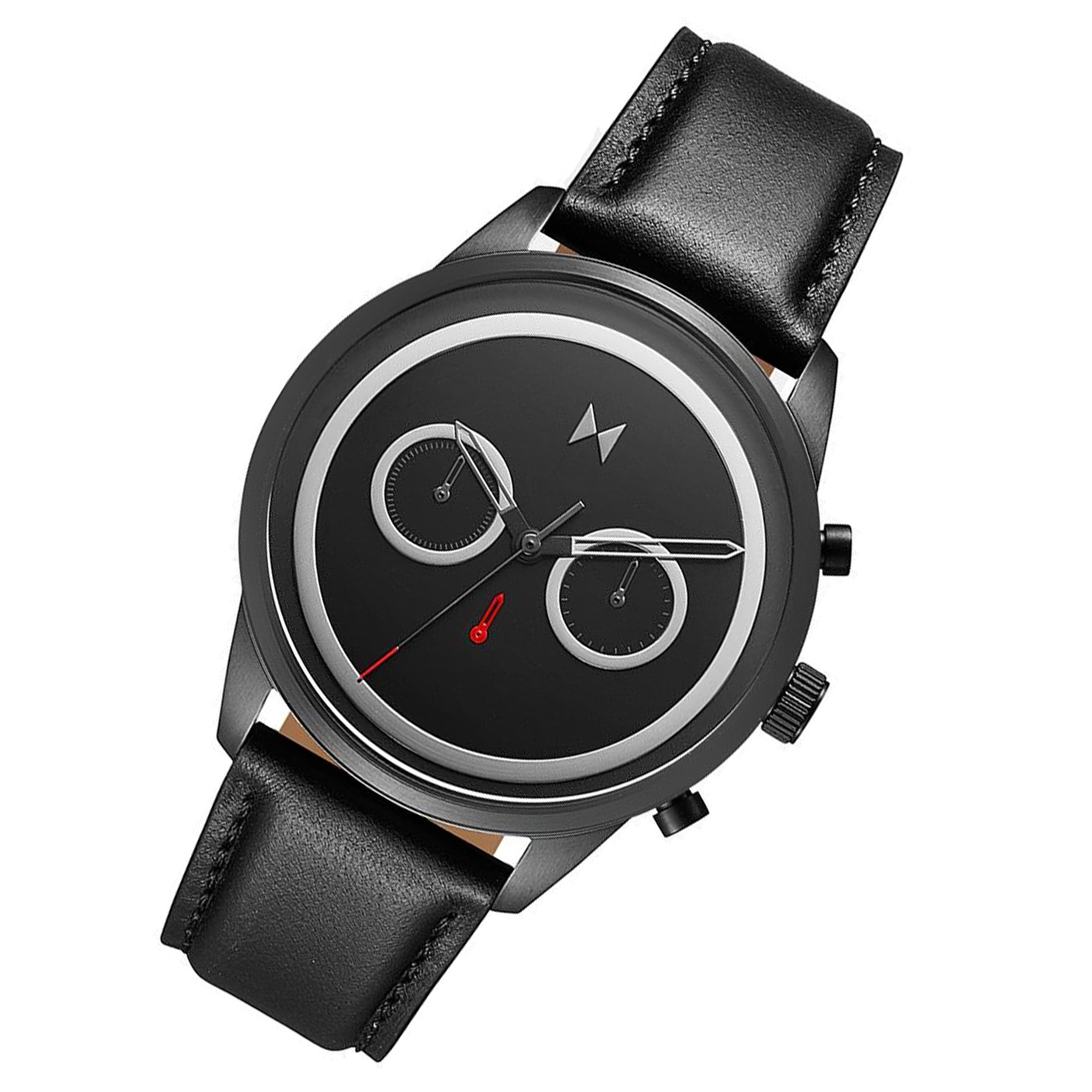 MVMT Powerlane Black Leather Men's Chrono Watch - 28000125D