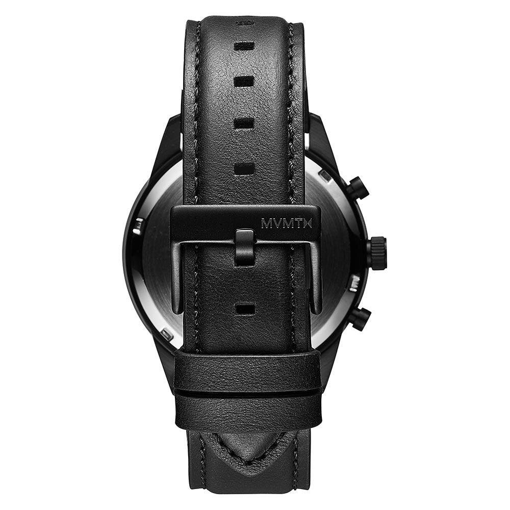 MVMT Powerlane Black Leather Men's Chrono Watch - 28000125D