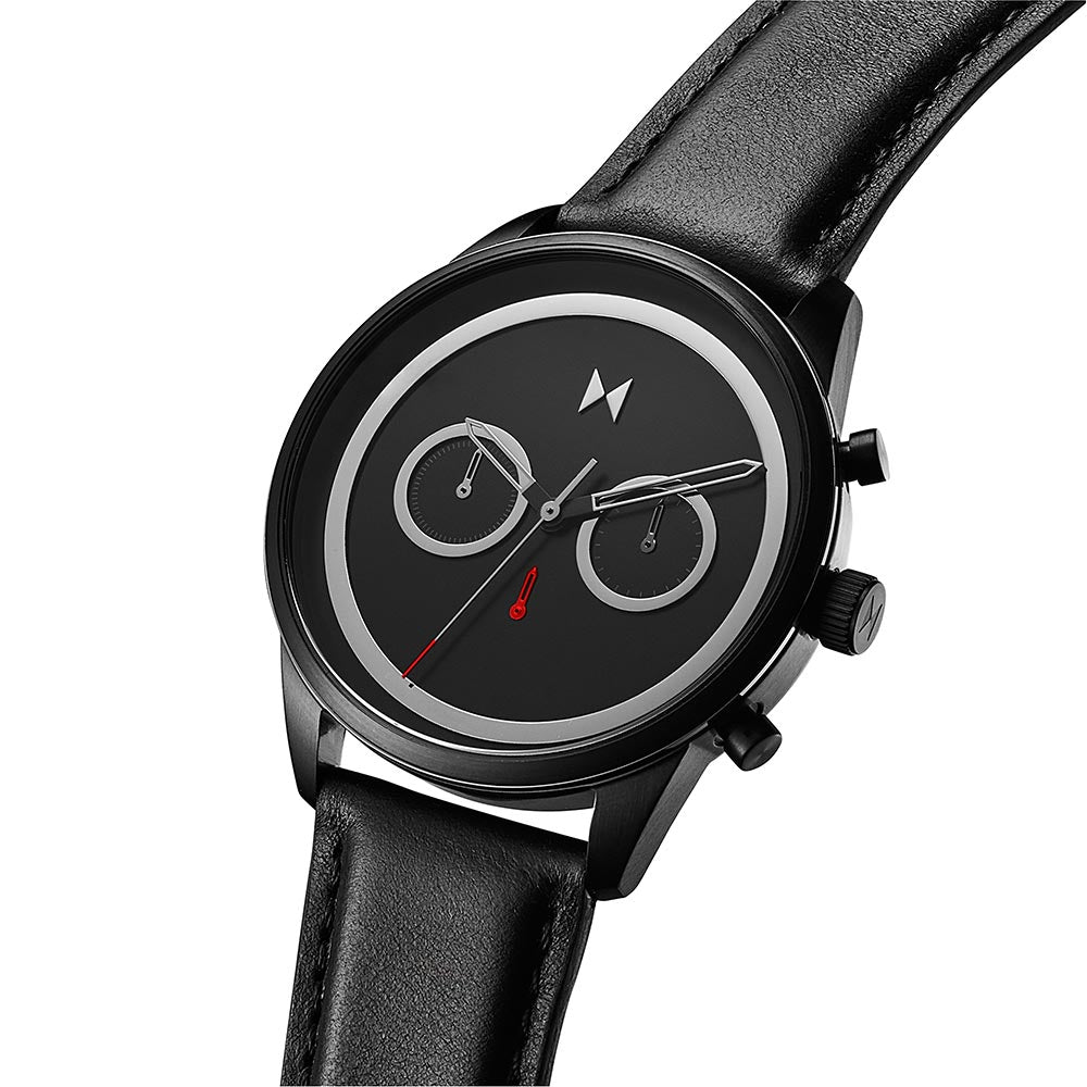 MVMT Powerlane Black Leather Men's Chrono Watch - 28000125D