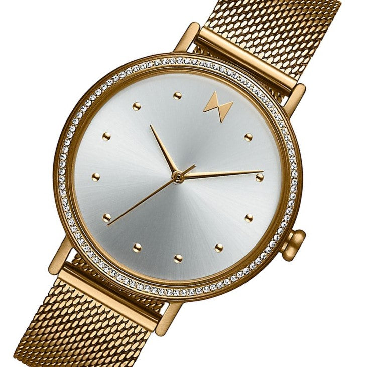 MVMT Crystal Dot Gold Mesh Women's Watch - 28000131D